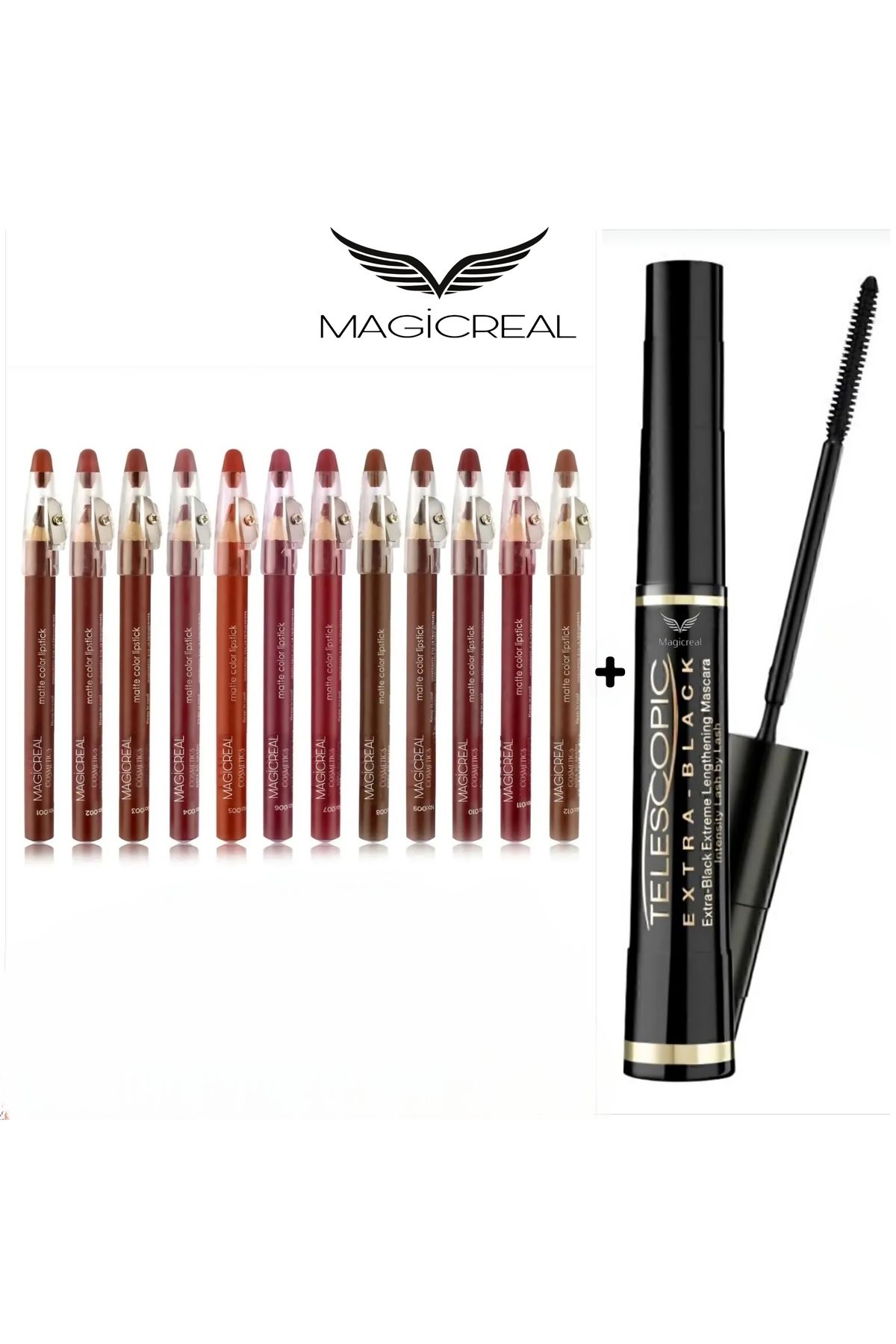 magicreal Kalemtraşlı Dudak Kalemi Matte Color Lipstick Jumbo Kalın Kalem Ruj Waterproof 12 Li Set