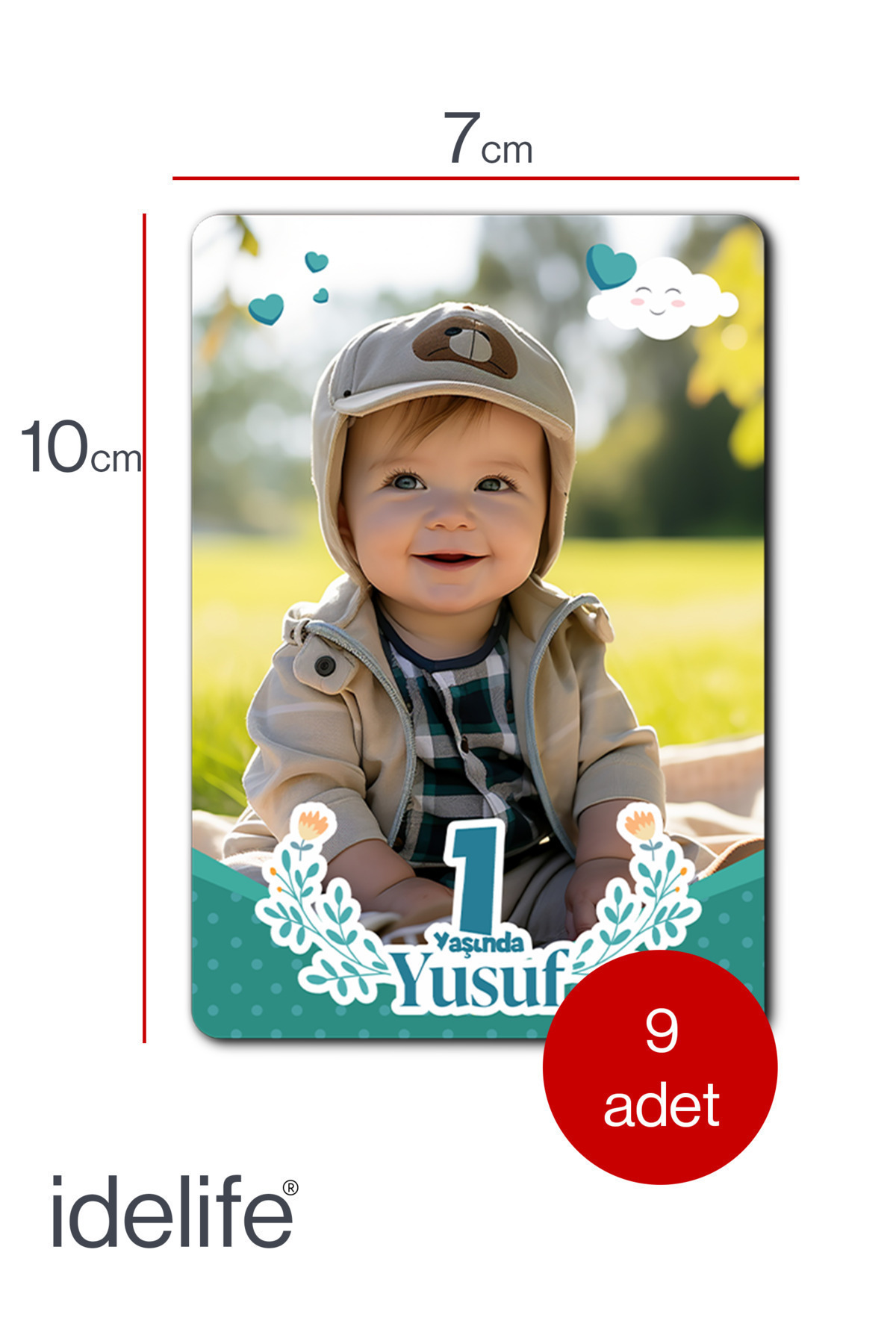 idelife Kişiye Özel Erkek Bebek Doğum Günü 1 Yaş Magneti Fotoğraflı Magnet 9 Adet 7x10 Cm fotoğrafı 4 (önizleme)