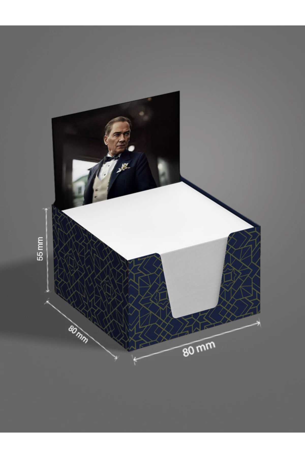 AYKUT OFSET-5 Pieces,Ataturk Designed Cube Memo Pad,Boxed Memo Pad,Note Paper,Note Holder,Cube Note Paper 500 Pcs, 8X8 3