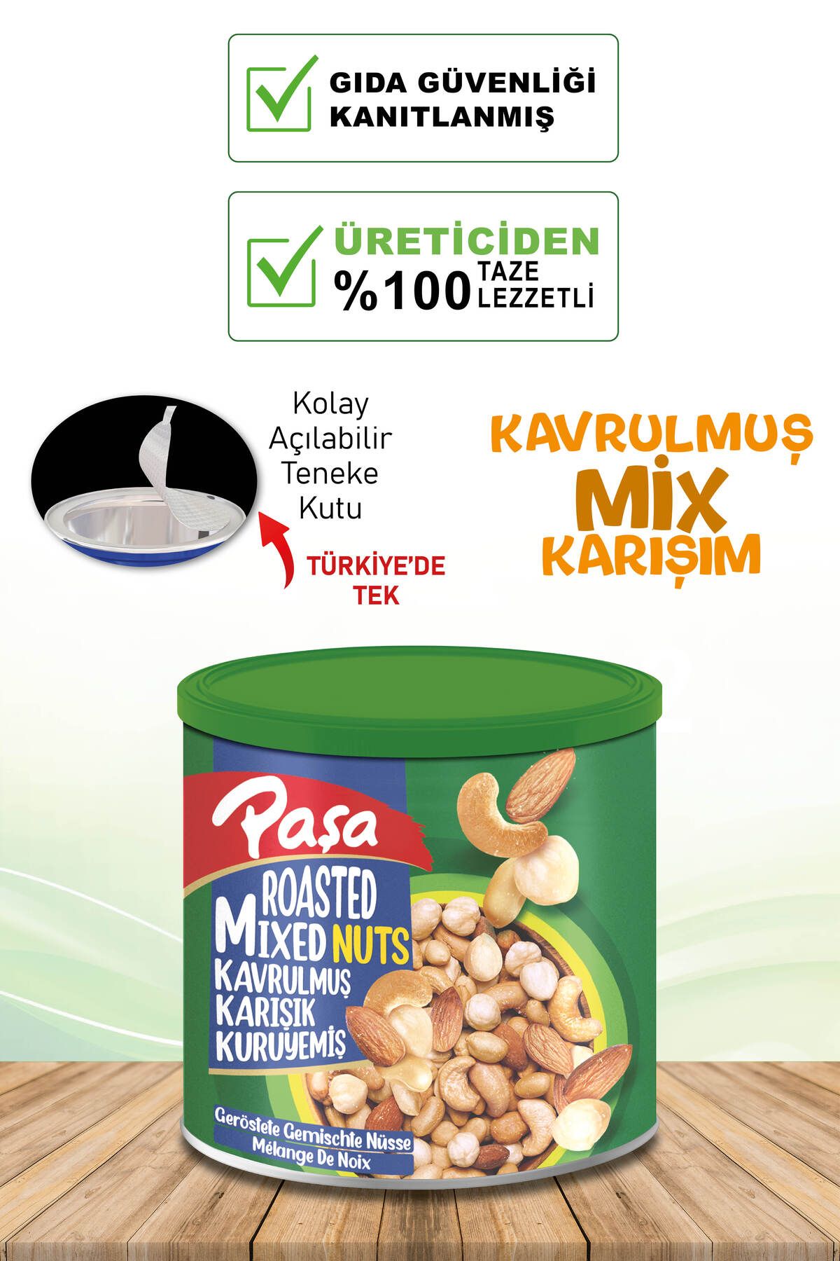 Paşa Kuruyemiş Kavrulmuş Karışık Kuruyemiş Teneke Kutu 150 gr (1. KALİTE)