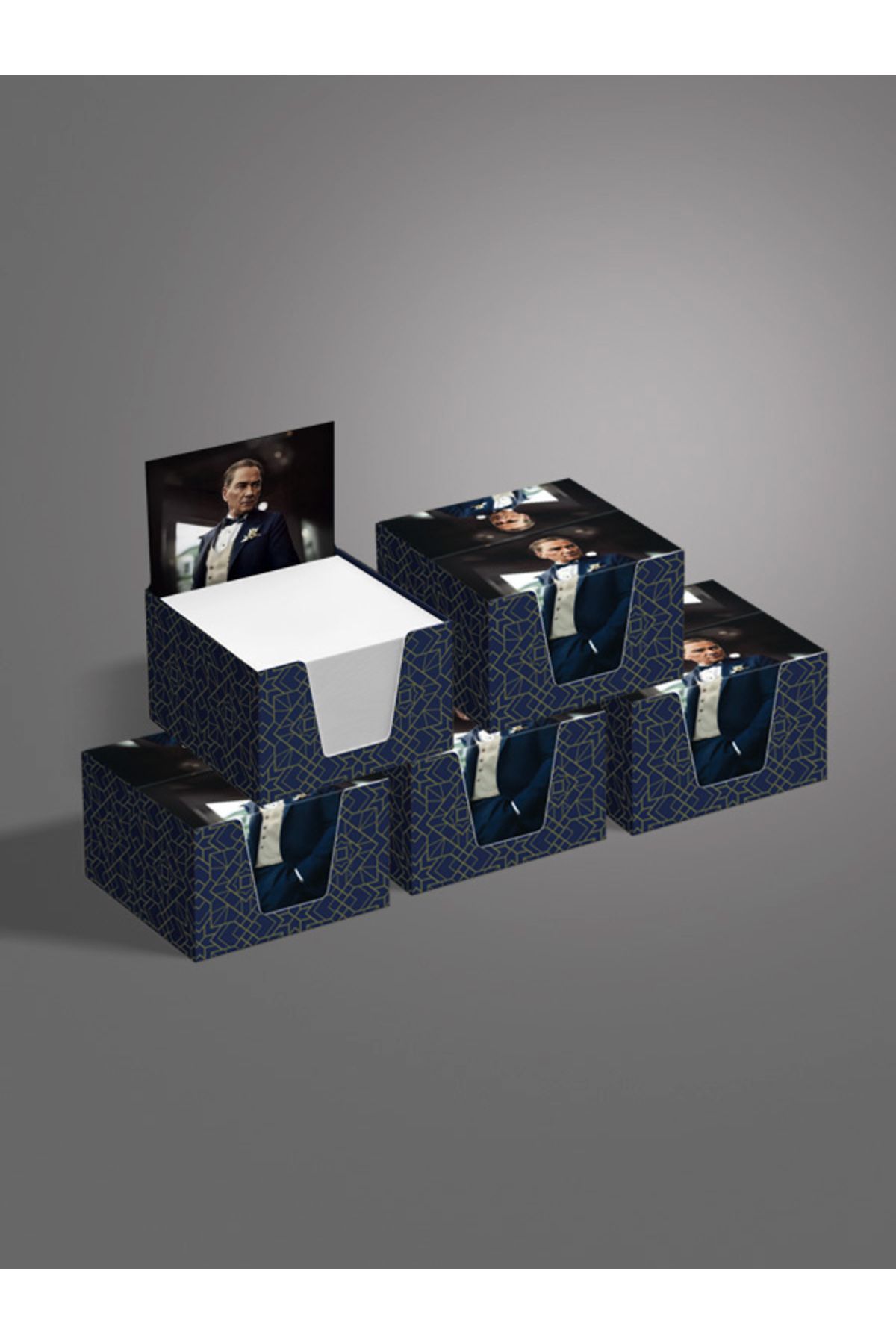AYKUT OFSET-5 Pieces,Ataturk Designed Cube Memo Pad,Boxed Memo Pad,Note Paper,Note Holder,Cube Note Paper 500 Pcs, 8X8 4