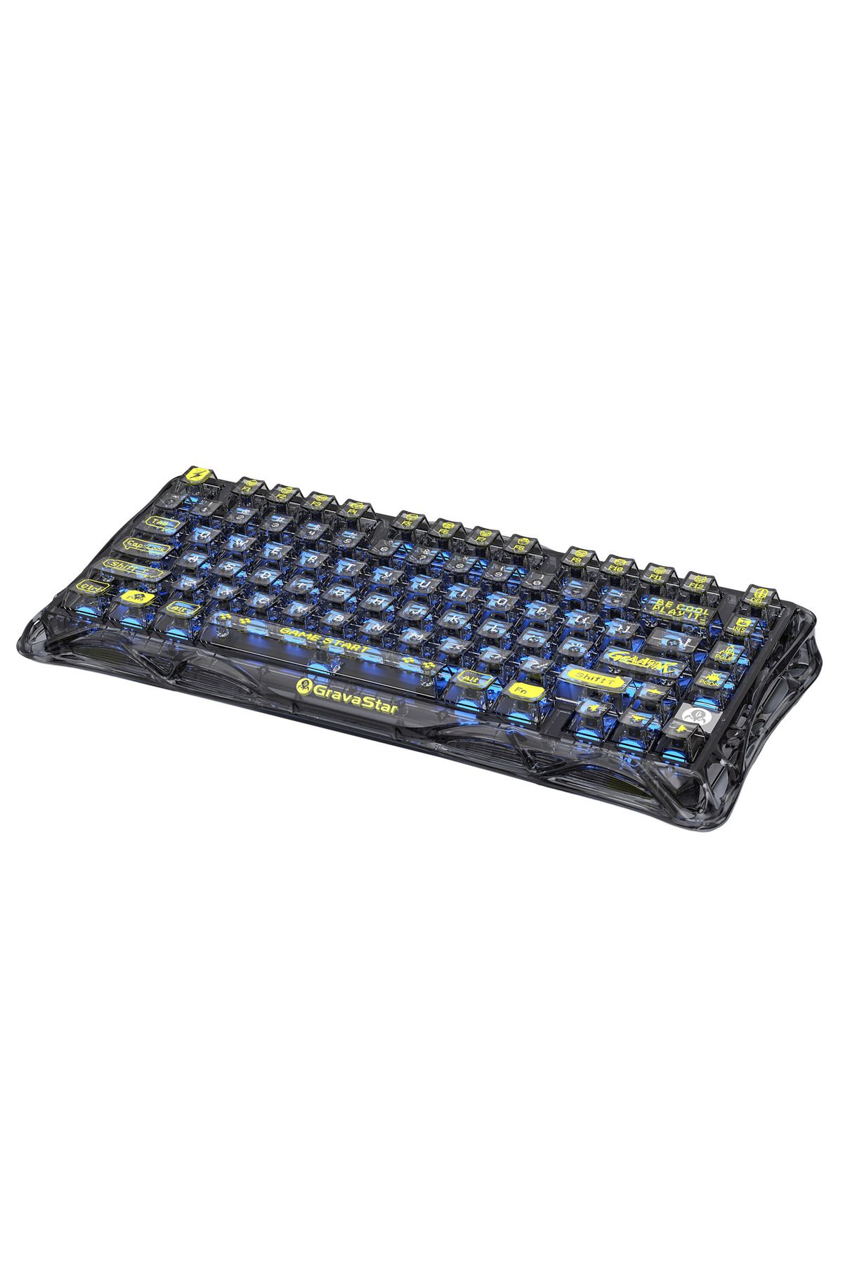 Gravastar Mercury K1 Lite RGB Kablosuz Mekanik Gaming Klavye, İngilizce Q, Transparan Siyah