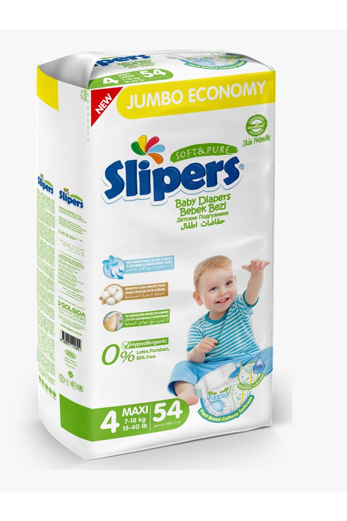 PREDO SLİPERS BEBEK BEZİ MAXİ BOY 4 NO JUMBO PAKET 216' LI (54 ADET X 4 PAKET )