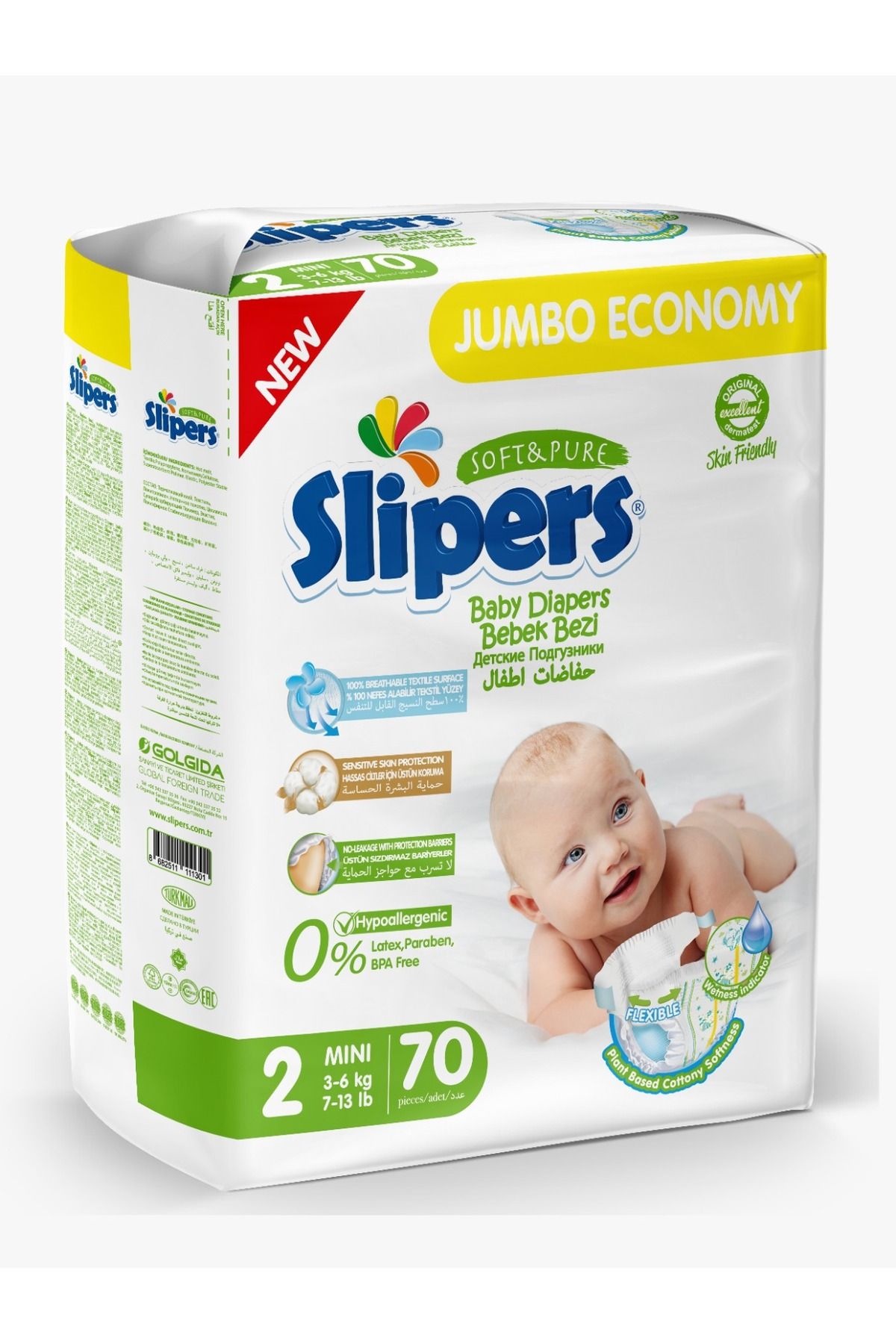 PREDO SLİPERS BEBEK BEZİ 2 NO JUMBO PAKET 280' Lİ (70 ADET X 4 PAKET )