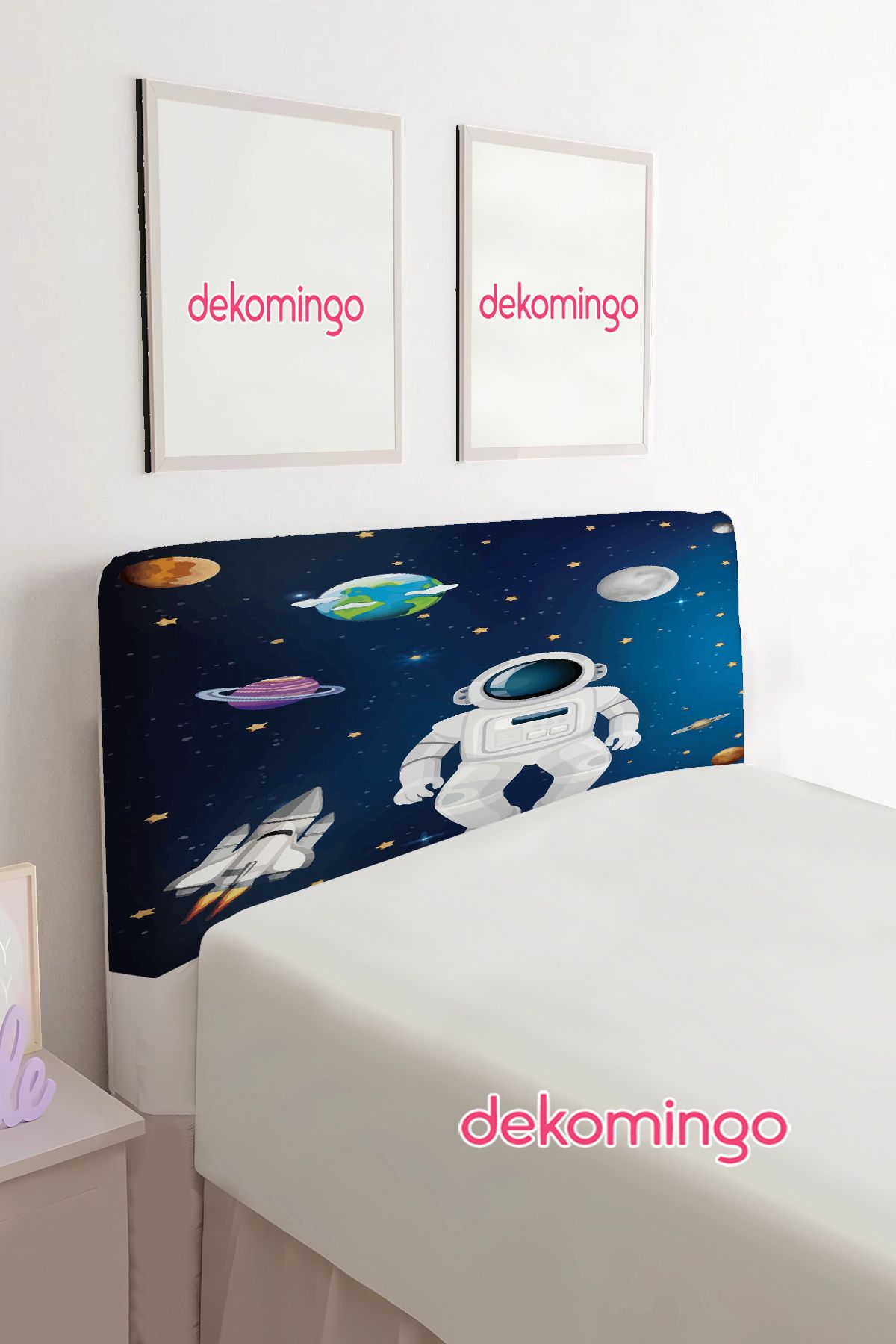 dekomingo ASTRONOT GEZEGEN DESENLİ BAZA BAŞLIK KILIFI ( TEK KİŞİLİK )