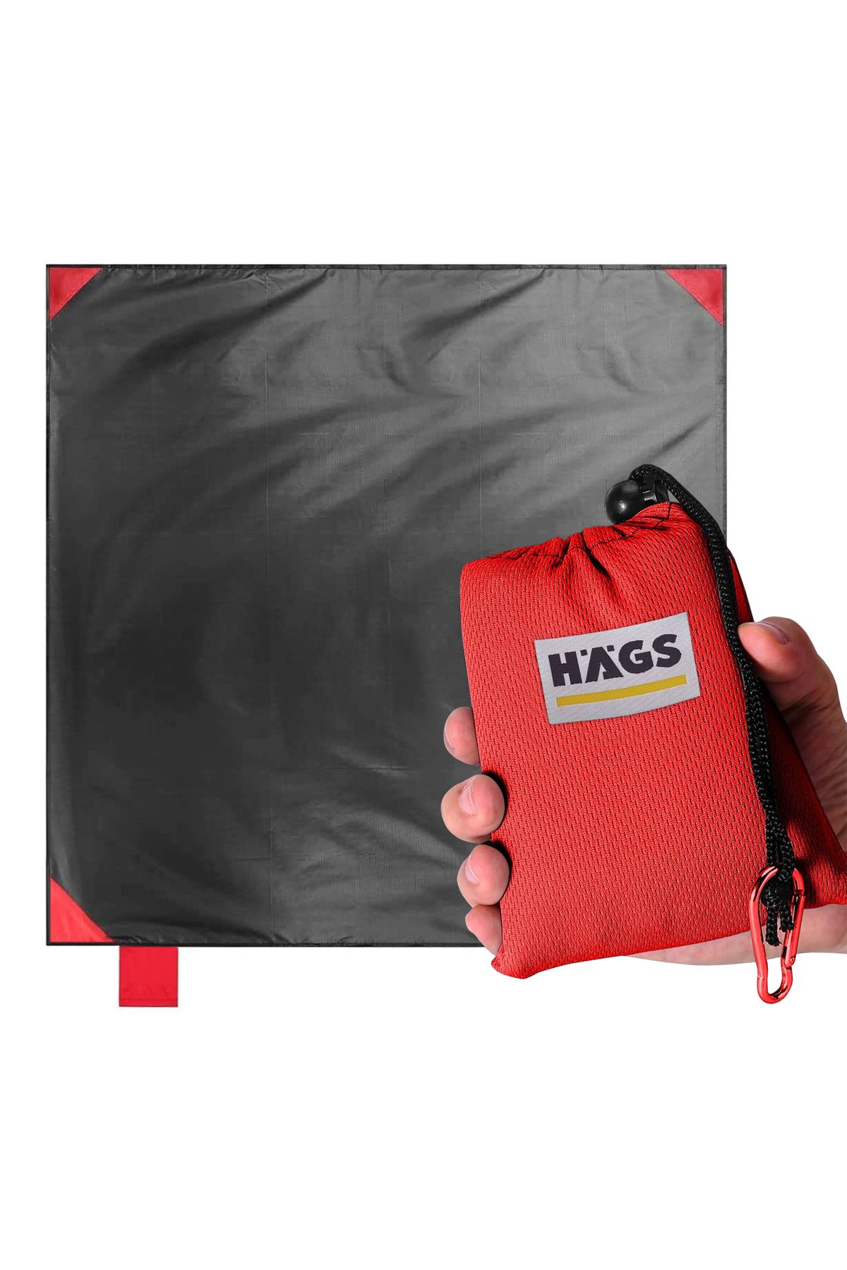 HAEGS Cep Yer Örtüsü, Piknik Örtüsü Kamp Matı, Plaj Örtüsü Su Geçirmez Hızlı Kurur 150-150cm Kırmızı