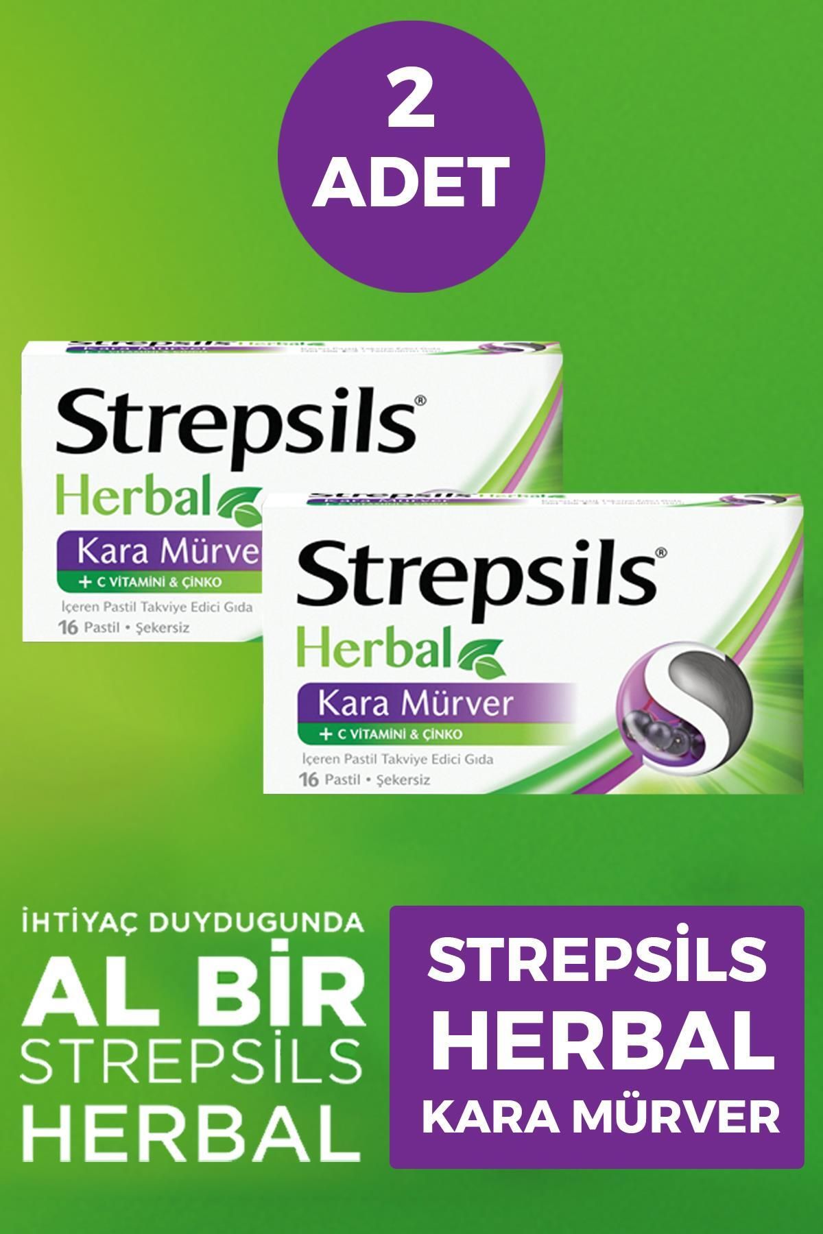 STREPSİLS Strepsils Herbal Kara Mürver Aromalı 16 Pastil 2 Adet