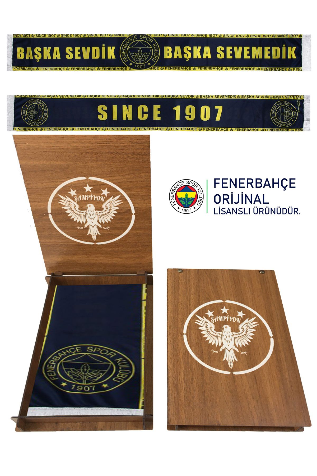 Fenerbahçe Orijinal Sınce 1907 Şal Atkı Ahşap Kutu