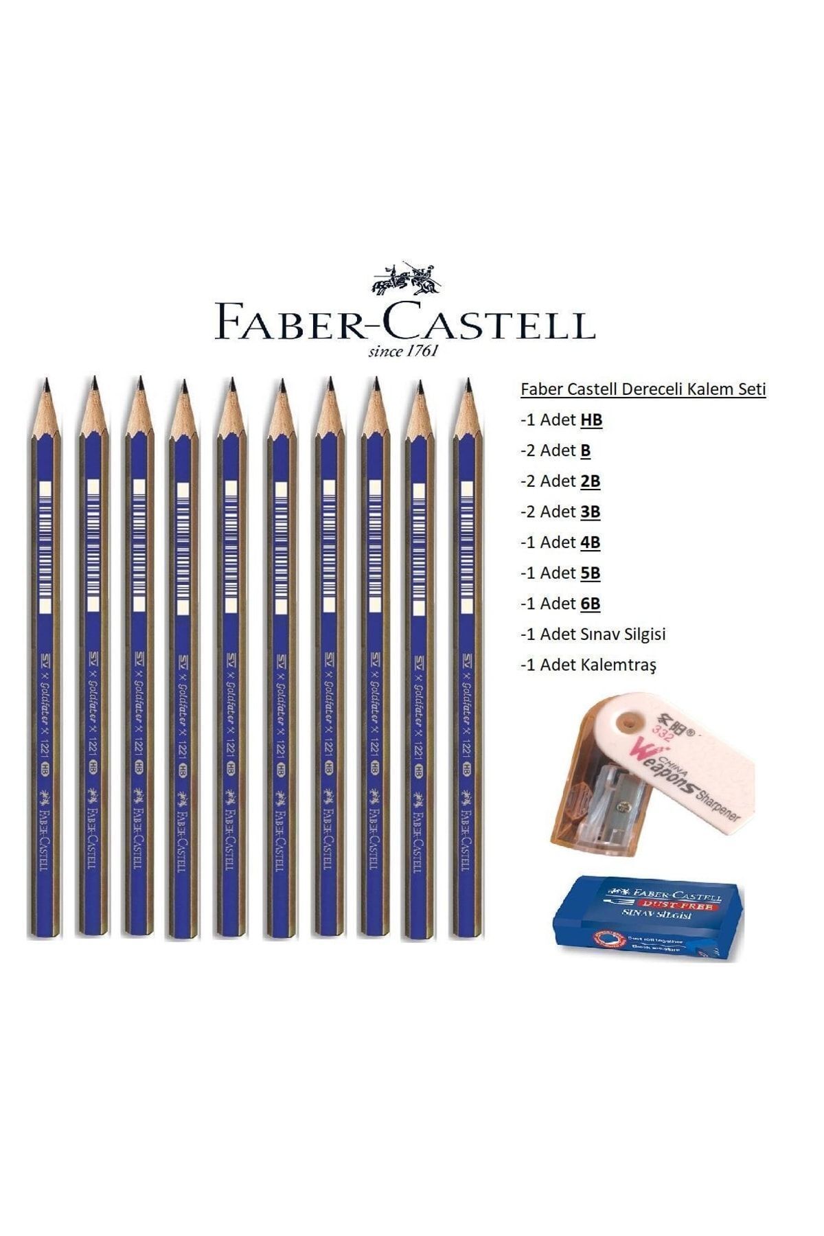 Faber Castell Resim Kalemi Faber Dereceli Kalem Seti Karakalem Seti Hb B 2b 3b 4b 5b 6b 10'lu Set