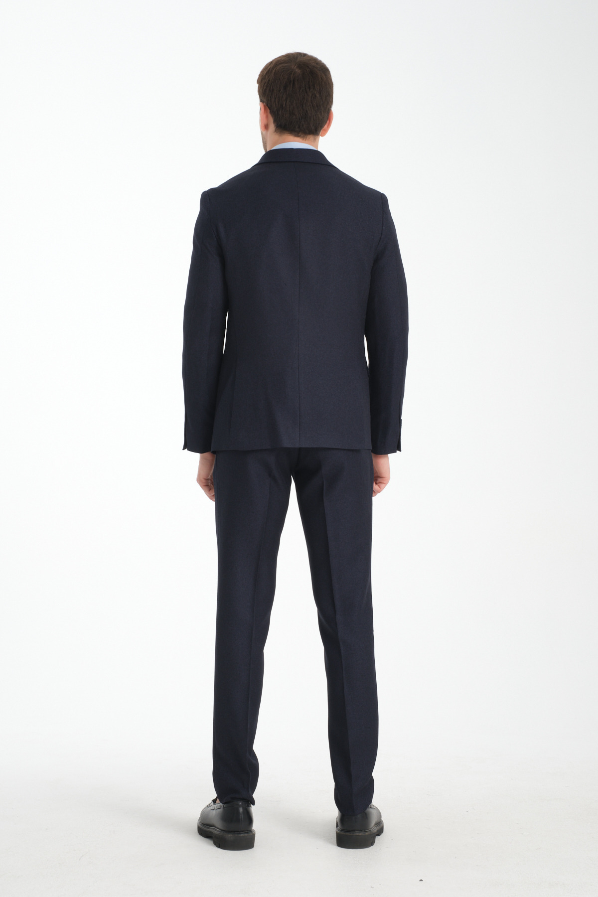 Frappoli  Slim Fit Kalın Düz Mono Yaka Çift Yırtmaçlı Astarlı Takim Elbise - Görsel 4