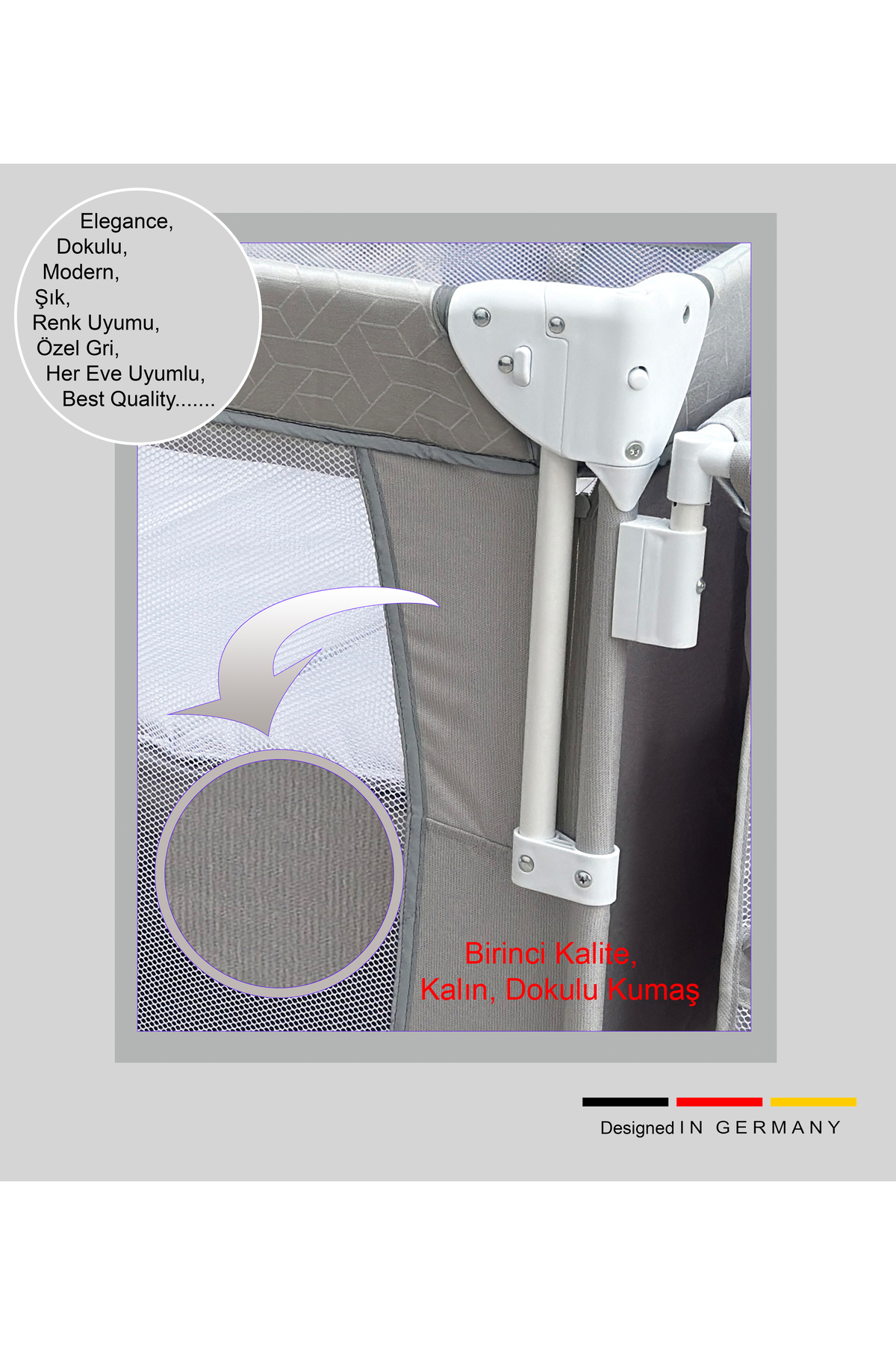 Holmer Coolstyle (Anne Yanı/Park Yatak) Multi Pro Oyun Parkı/Anne Yanı/Beşik Gri fotoğrafı 7 (önizleme)