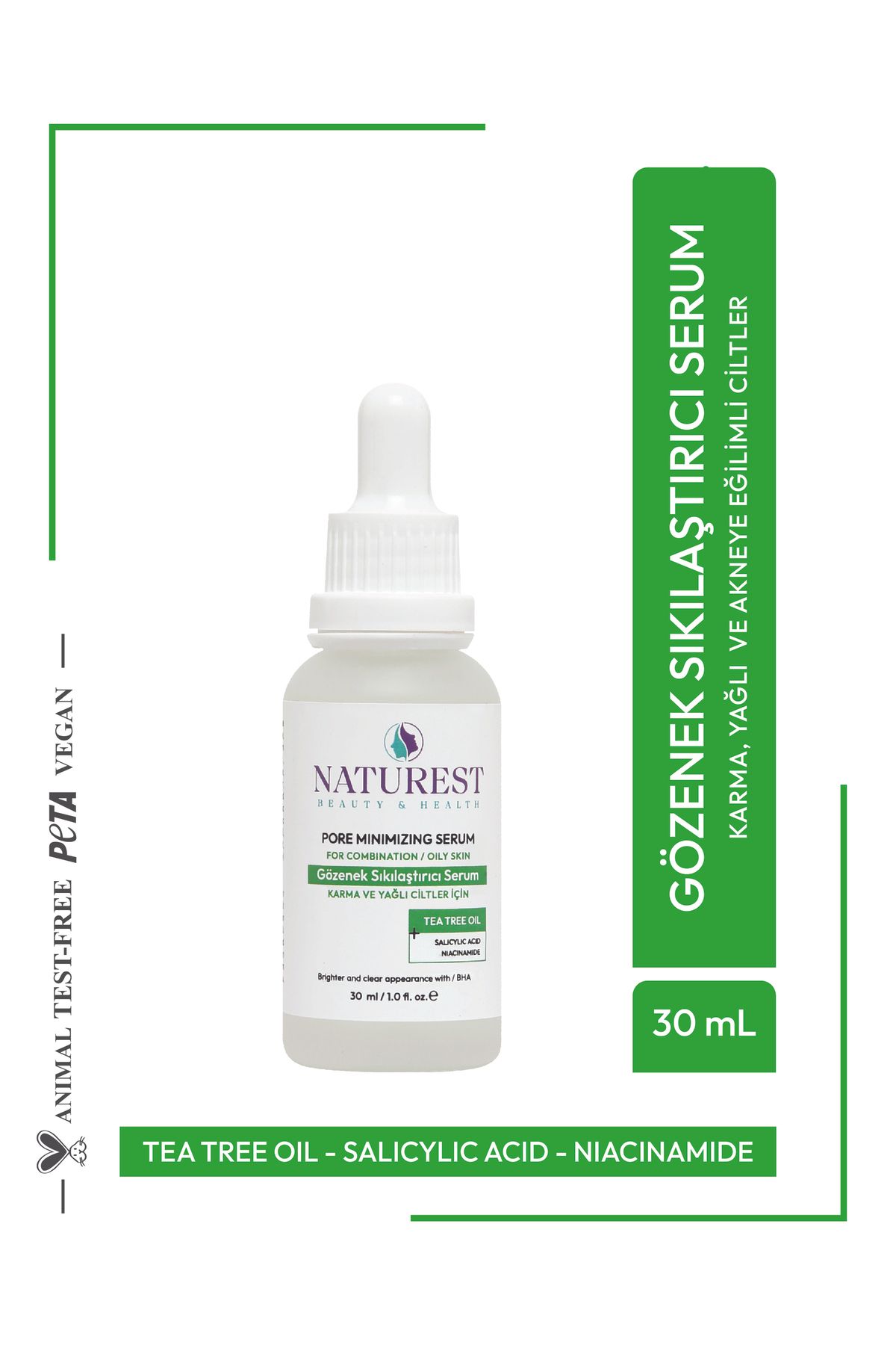 NATUREST BEAUTY & HEALTH Çay Ağacı Ve Siyah Nokta Karşıtı Gözenek Sıkılaştırıcı Serum 30 ml