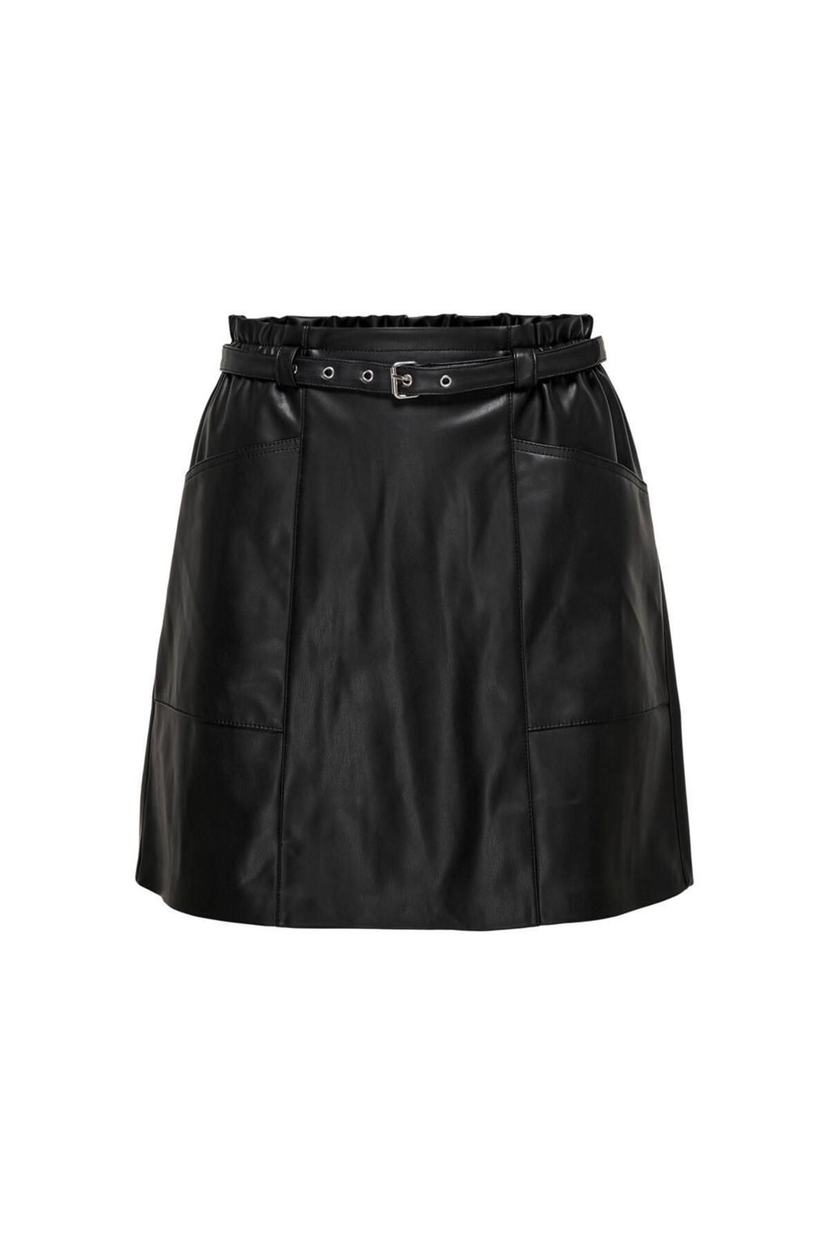 Only-Women's Belt Detailed Mini Skirt 65515229099 Black 2