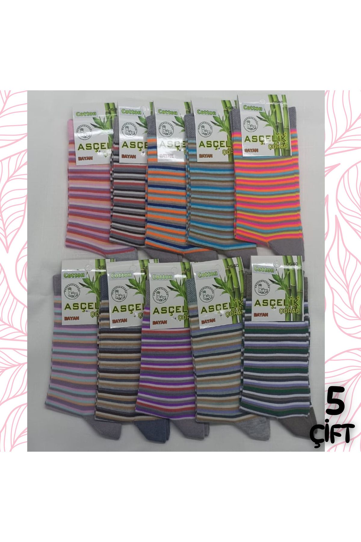 Asçelik-Set of 5 Striped Pattern Sockets 3