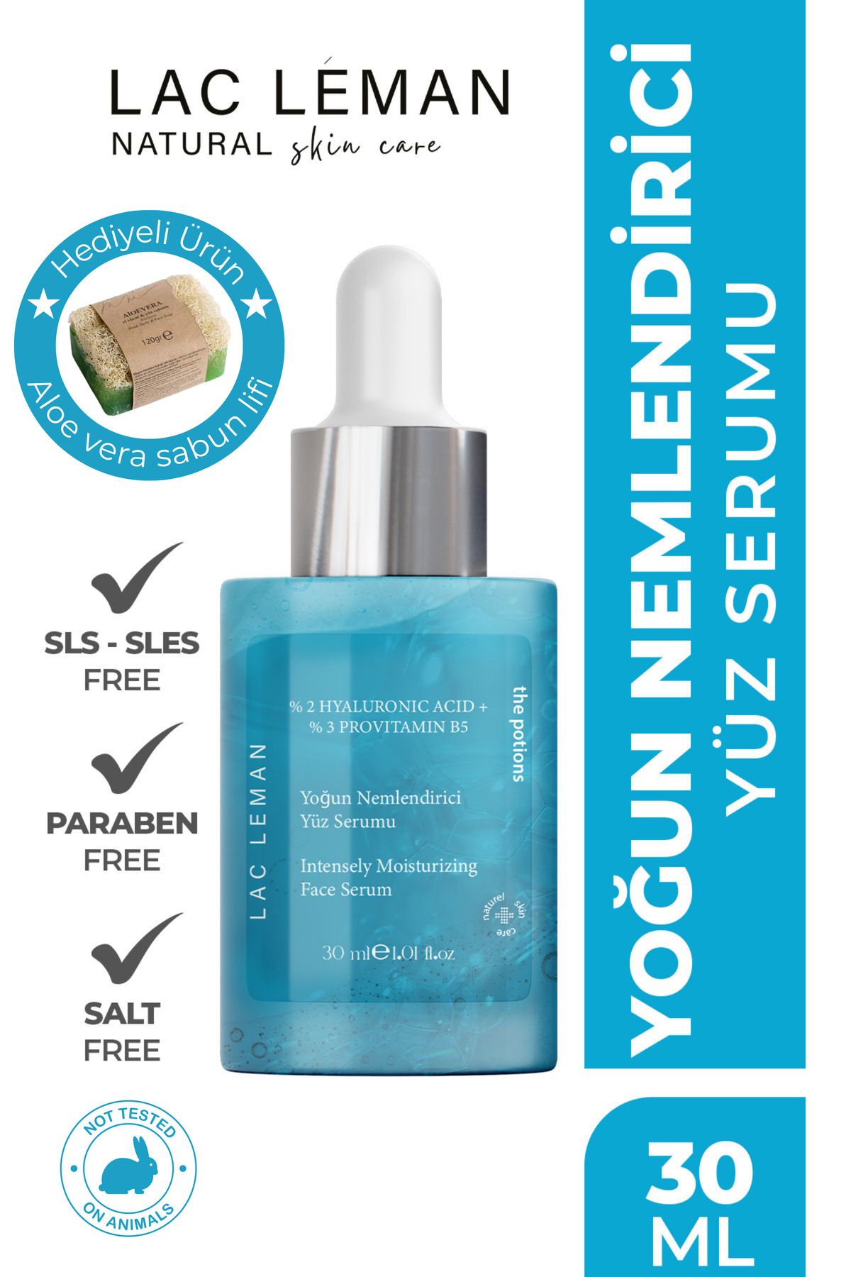 LAC LEMAN Yoğun Nemlendirici Hyaluronik Asit Yüz Serumu 30ml Vegan Kırışıklık Karşıtı (%2 Hyaluronic Acid)