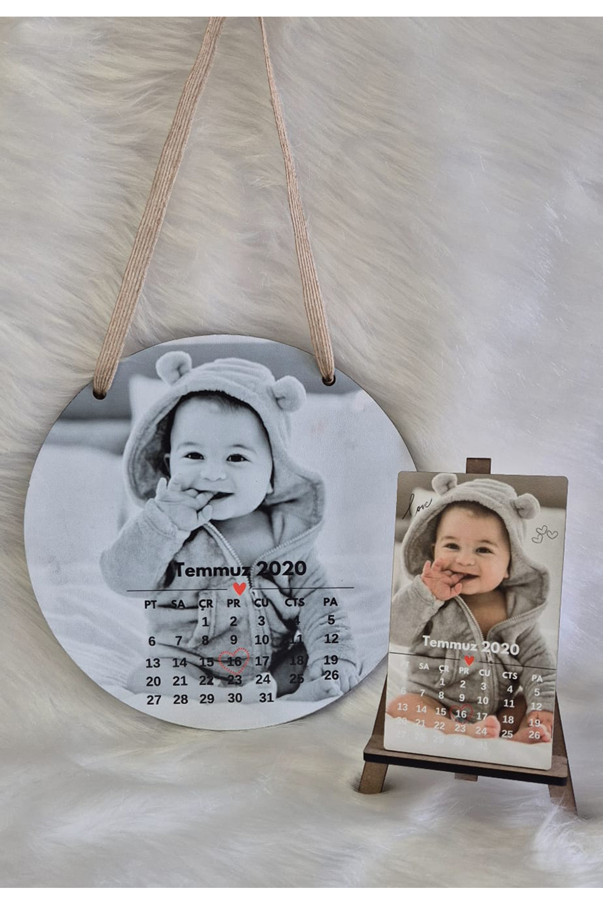 Doğum Günü Tarihli Ahşap 2 li Fotoğraf +şovale