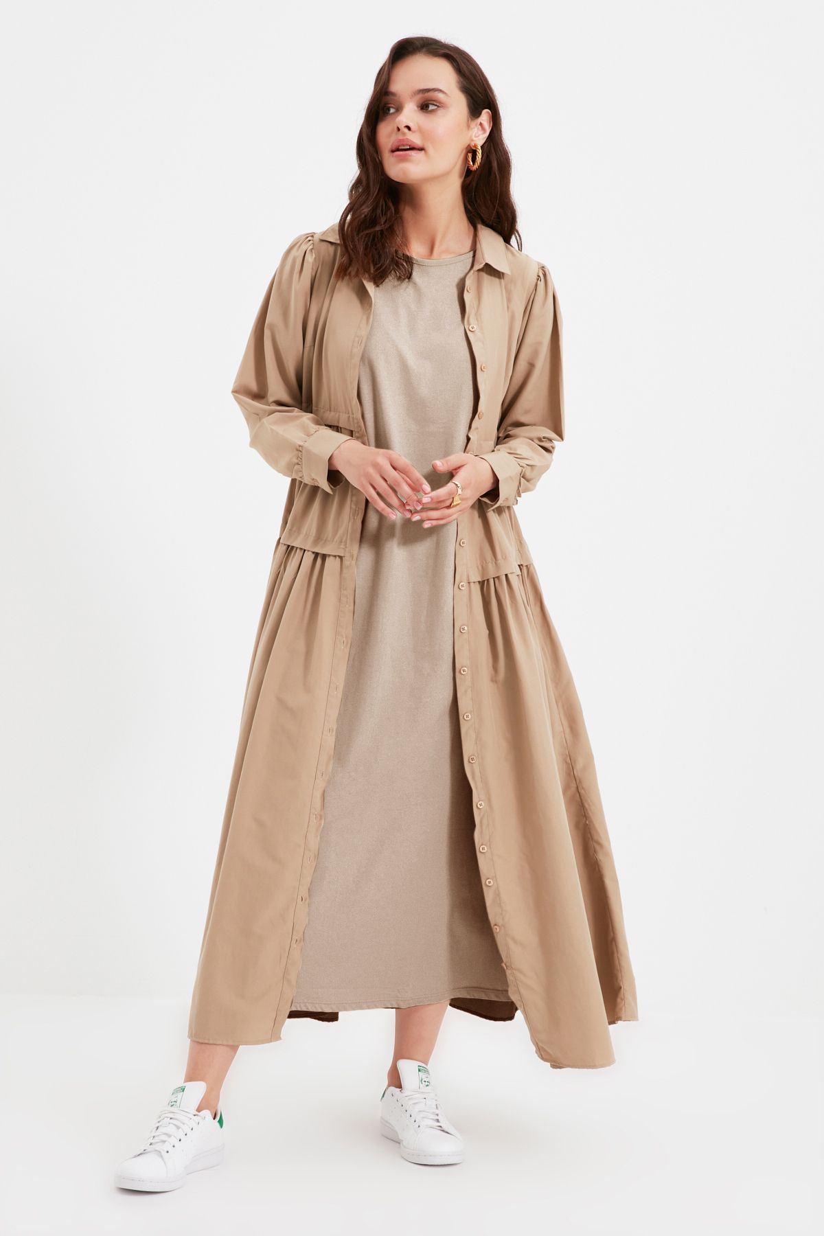 Trendyol Modest-Schwarzes und steinfarbenes 2-teiliges Kleid aus 100 % Baumwolle – TCTAW22UK0110 6