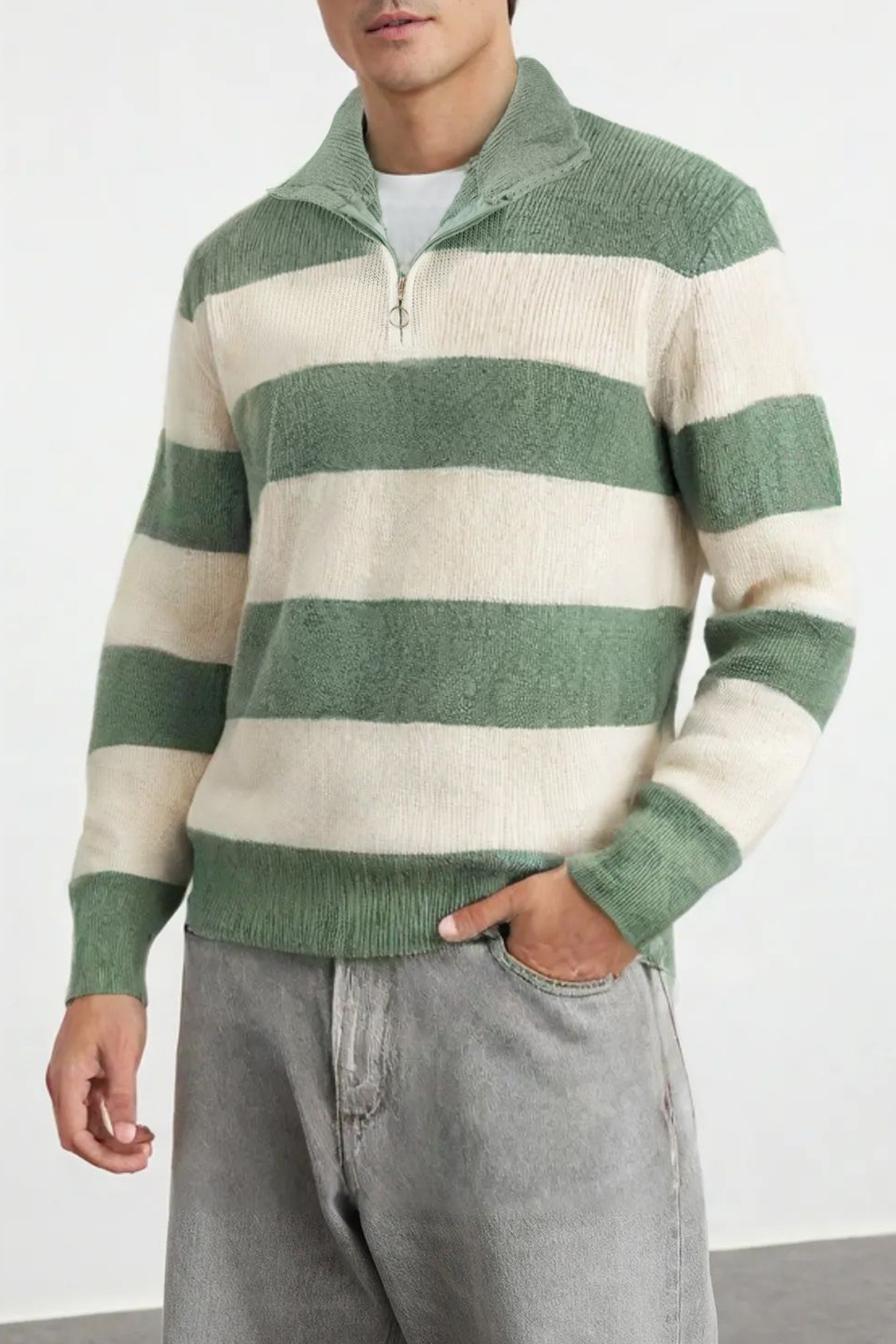 Trendyol Collection Mint Slim Koszulka Kazak TMNAW25KZ00062