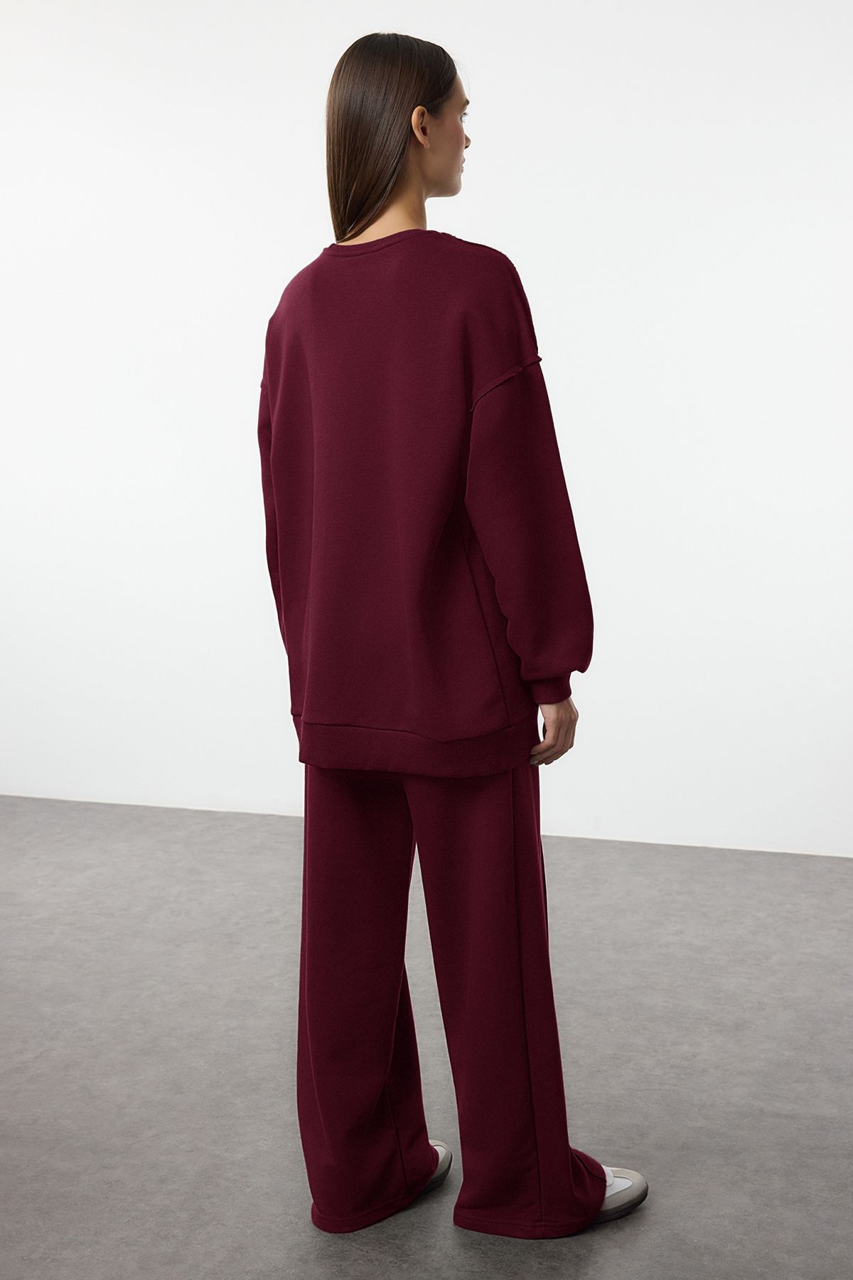 Trendyol Modest-Set de trening oversize cu panglică roșie Claret TCTAW25US00119 5