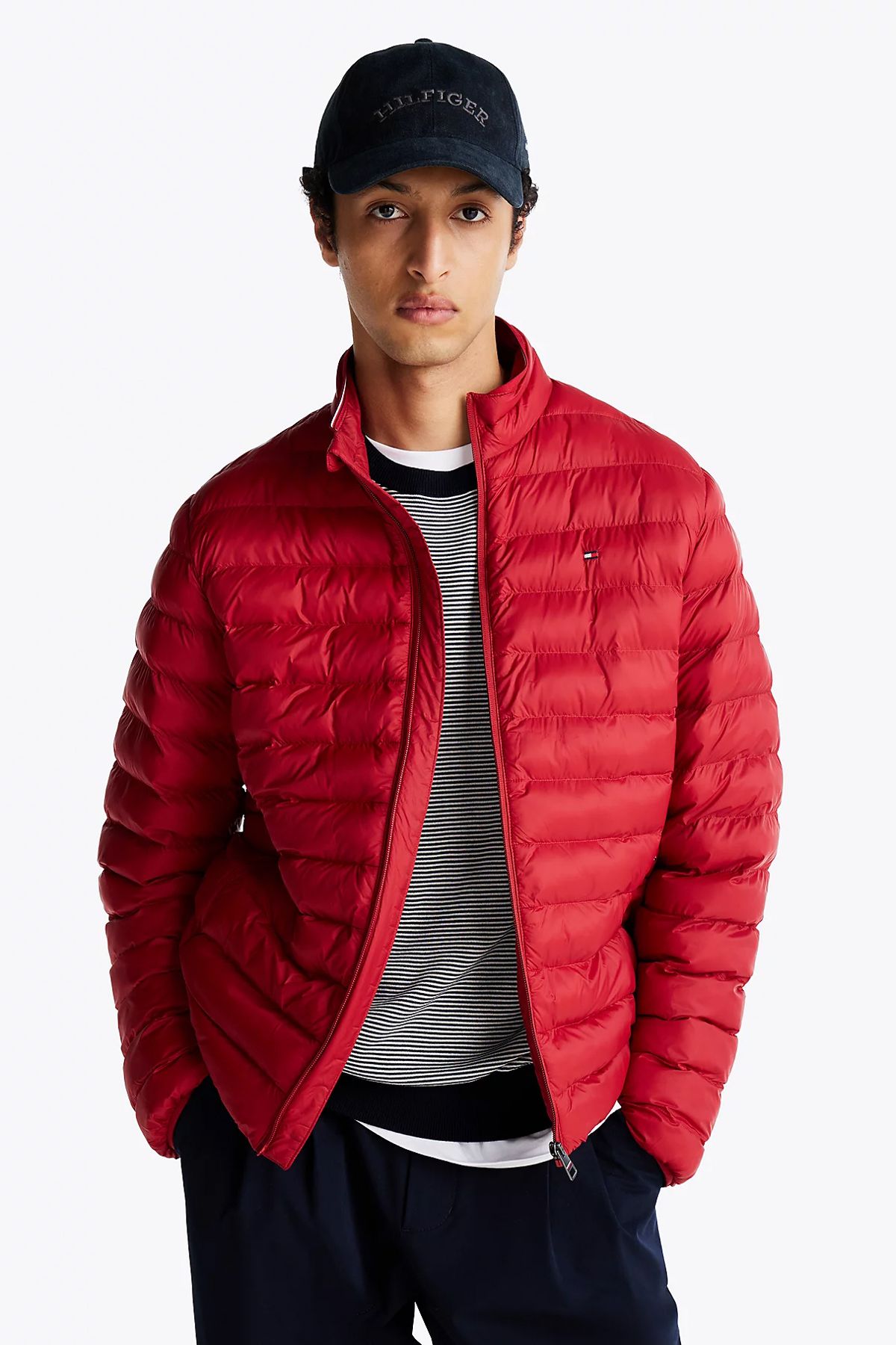 کاپشن قرمز پف دار کلاهدار مردانه لحاف دار MW0MW37634-XIT Tommy Hilfiger