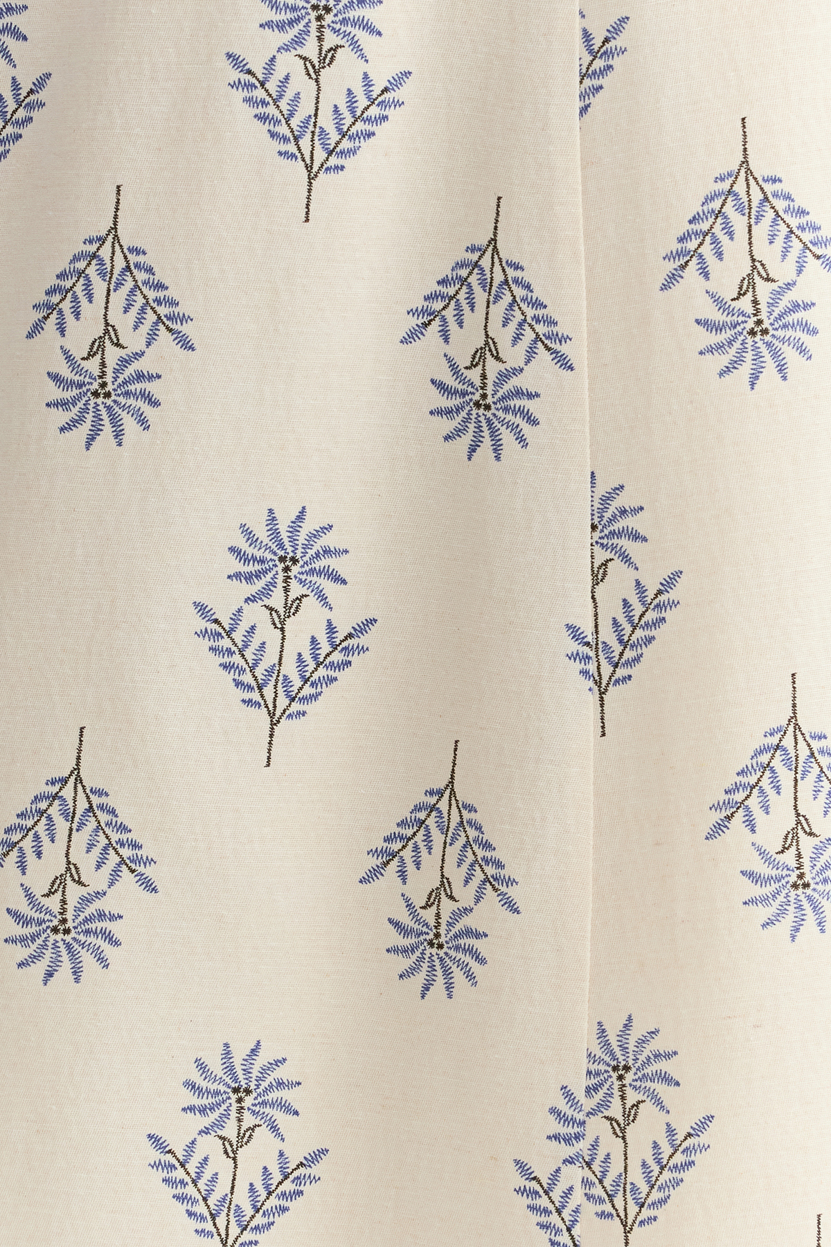 Trendyolmilla  Mavi Çiçek Desenli A-Line Midi Boy Dokuma Keten Karışımlı Etek TWOSS24ET00105 - Görsel 3