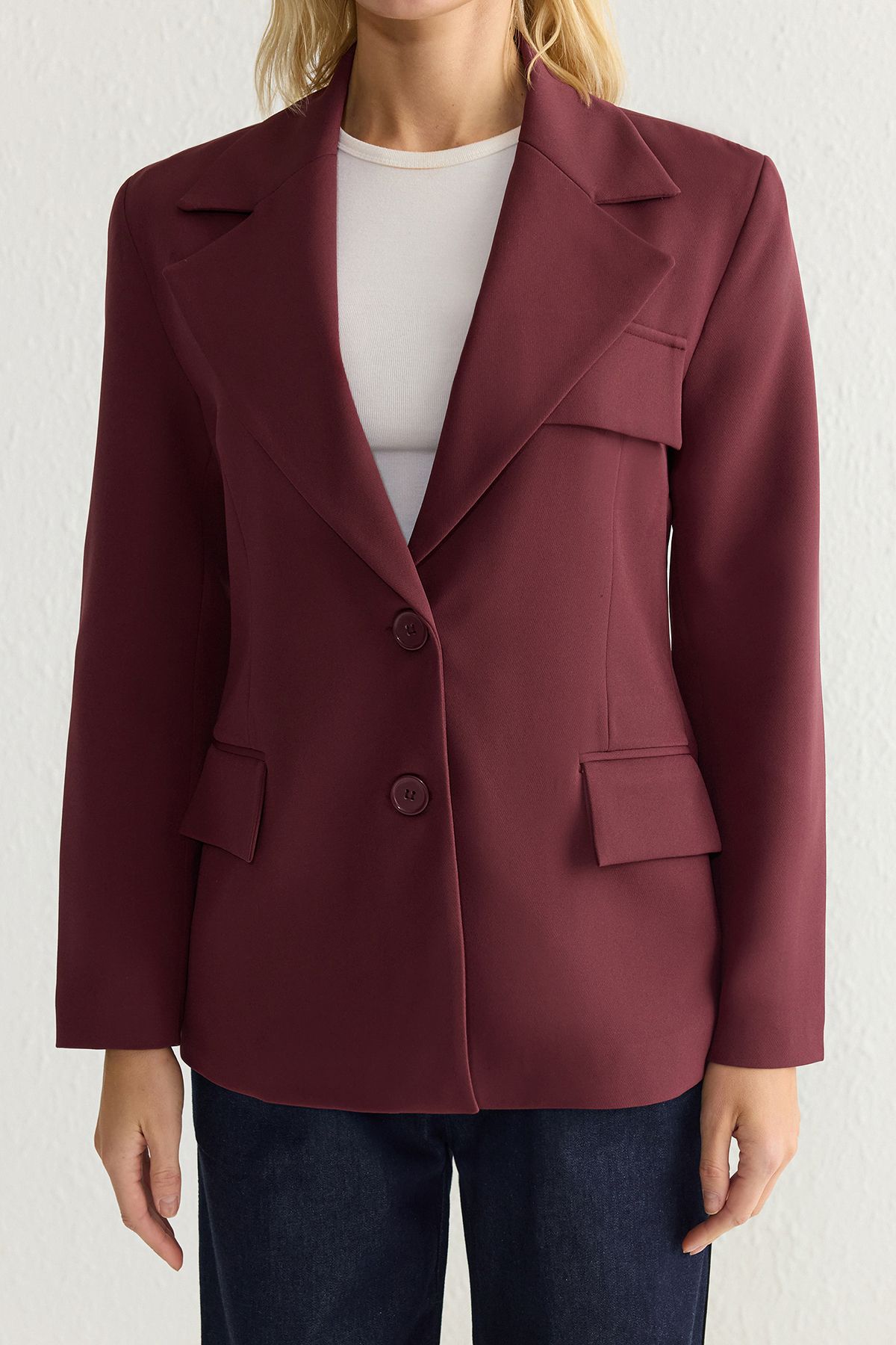 Trendyol Collection-TWOSS22CE0077 Modell Claret Red Blazer dzseki 3