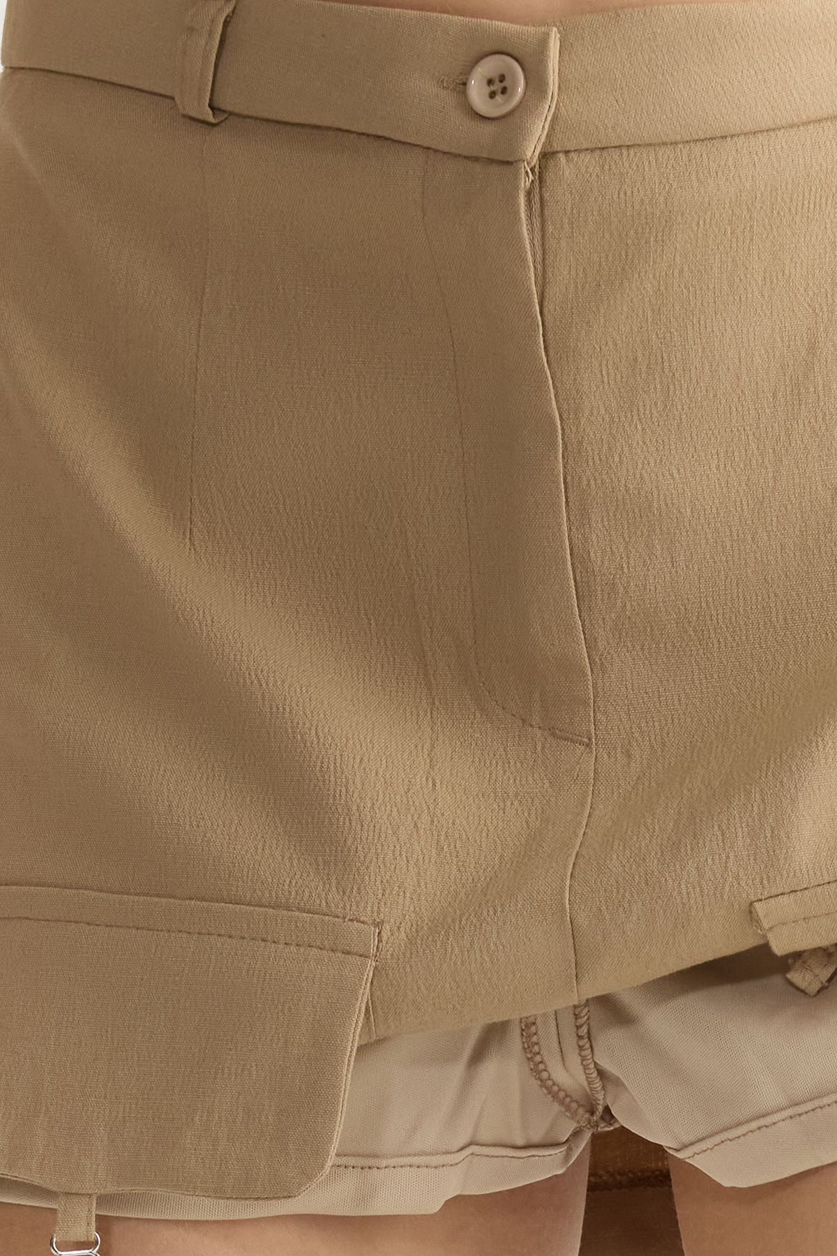 Trendyol Collection-Mink Utility Pocket Detailed Mini Shorts Sukně Twoss25Sr00025 5
