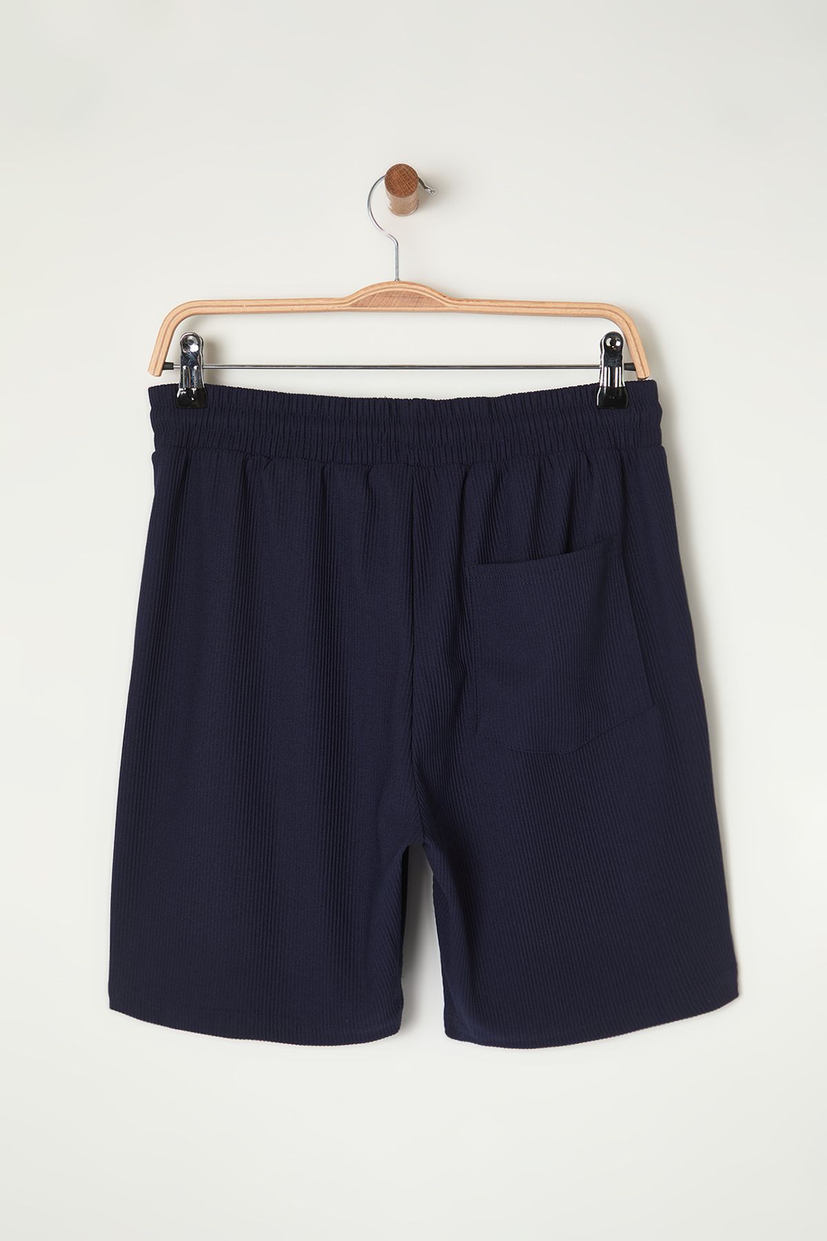 Trendyol Collection-Středně dlouhé tmavě modré osmanské šortky s texturou – Regular Fit, šněrování Tmnss23Sr00039 14