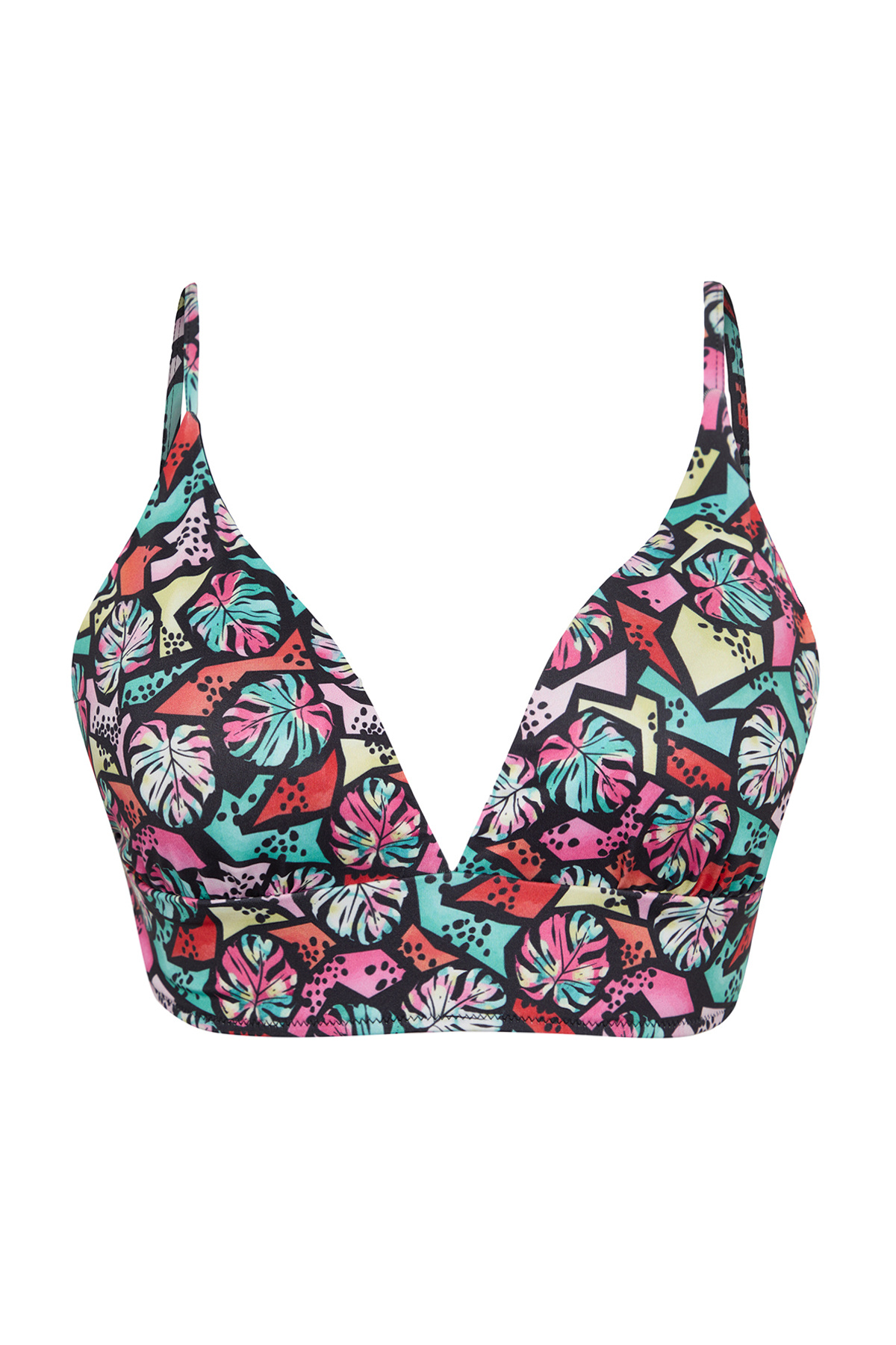Trendyol Curve-Mehrfarbiges, großes Bikinioberteil mit tiefem V-Korallenmuster TBBSS25CT00001 5