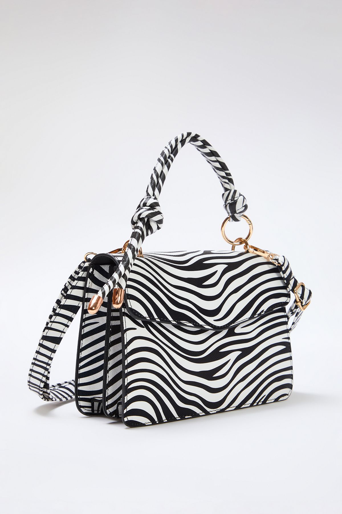 TRENDYOL SHOES-Multi Color Zebra Pattern Cross Strap Mini City Shoulder Bag Takss25Oc00007 4