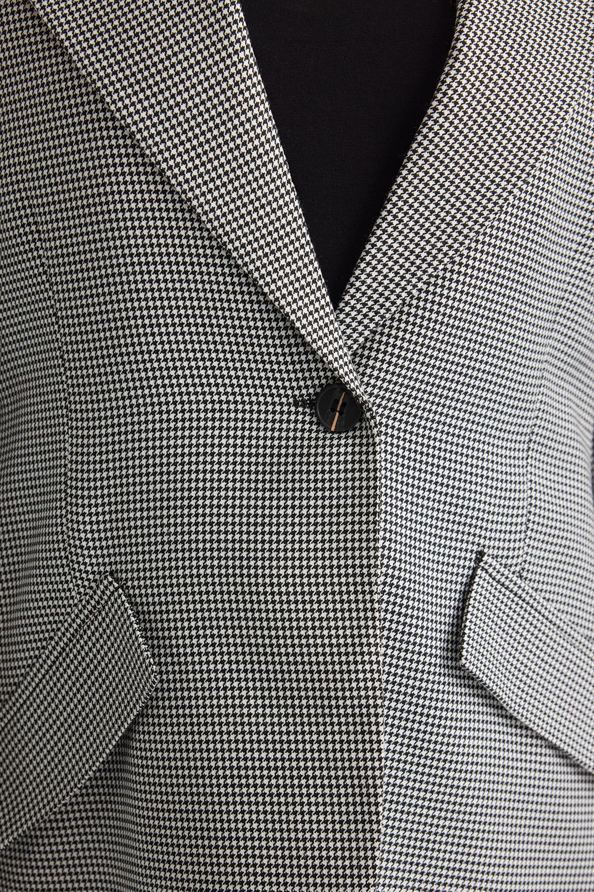 Trendyol Collection-Black Houndstooth Pattern Polyviscose Blazer Jacket Twoss25Bc00013 4