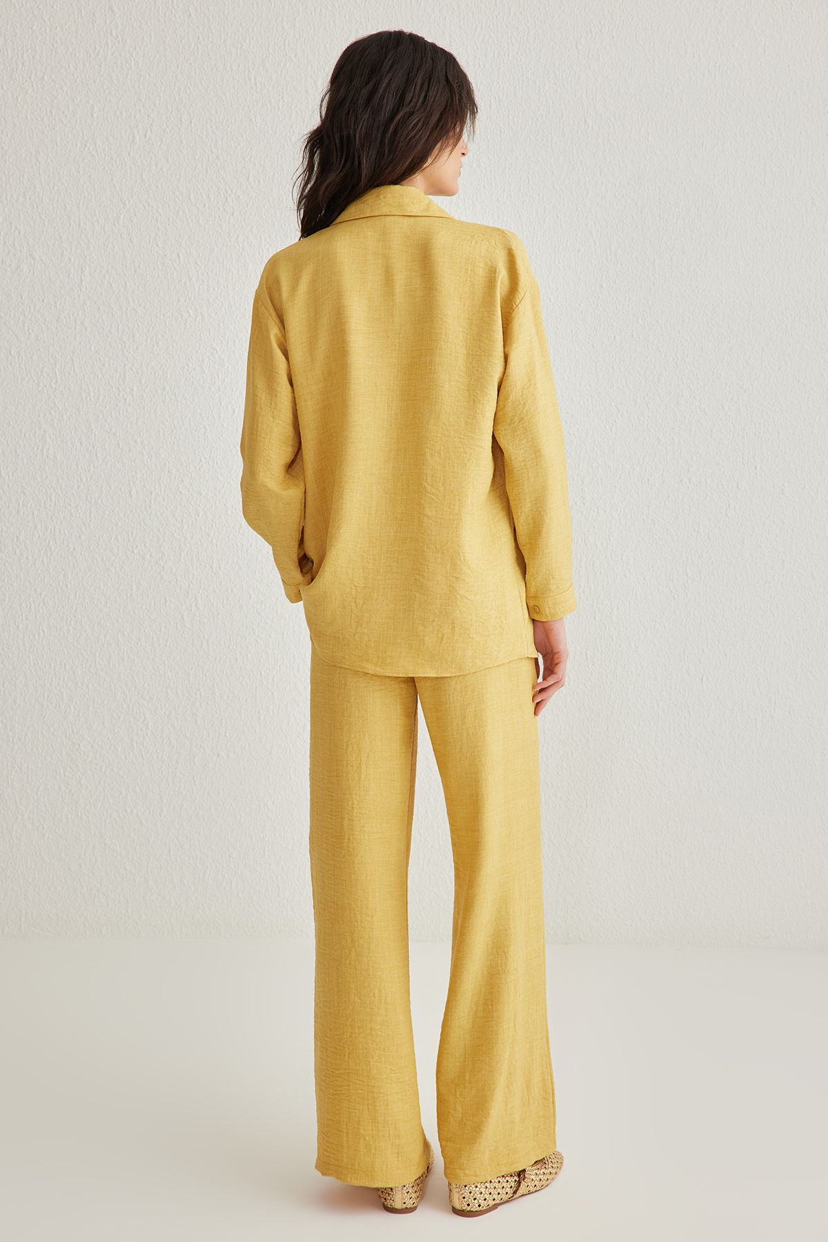 Trendyol Collection-Κίτρινο υφαντό κάτω-κορυφαίο σετ TWOSS24AU00095 5