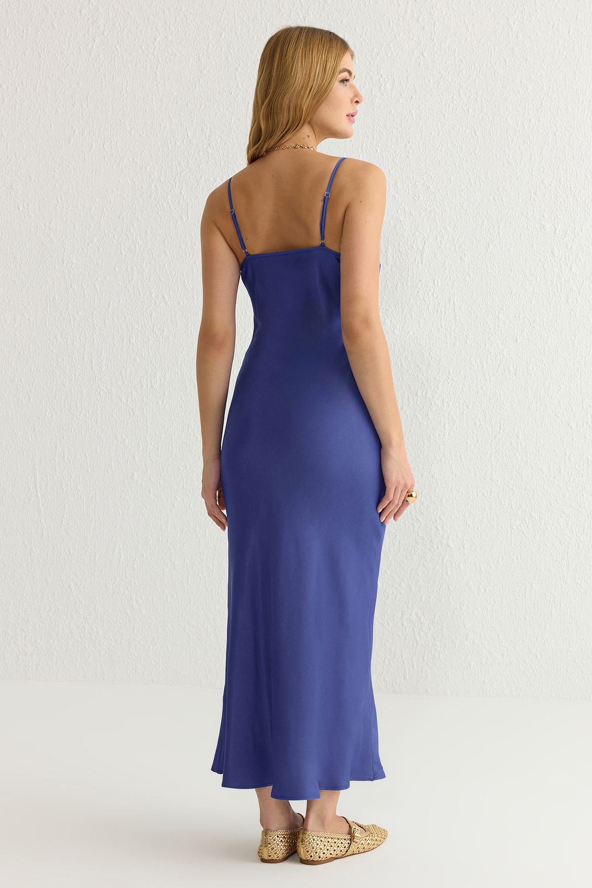 Trendyol Collection-Saks Απλό Maxi Υφαντό Φόρεμα TWOSS24EL00163 5