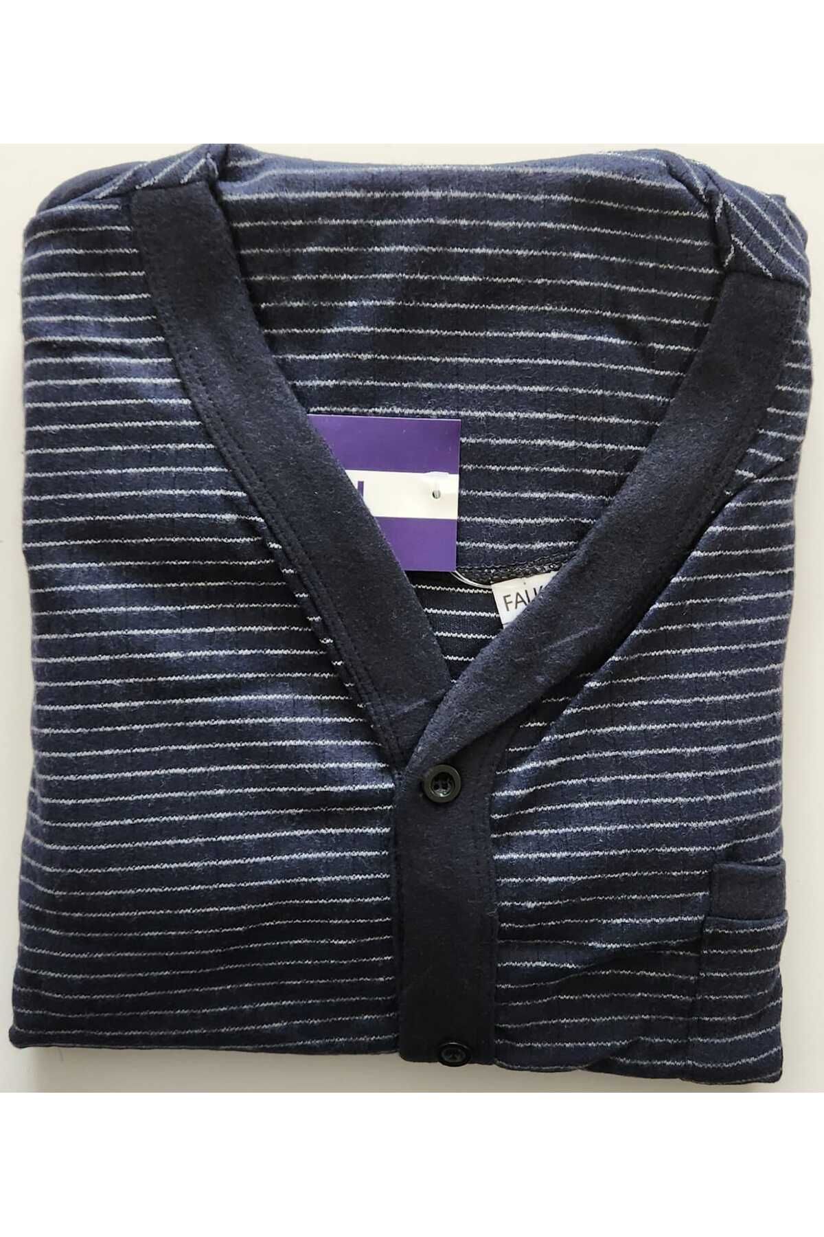 FALKOM-Long Sleeve Front Button Interlock Men's Pajamas Set 5000 2