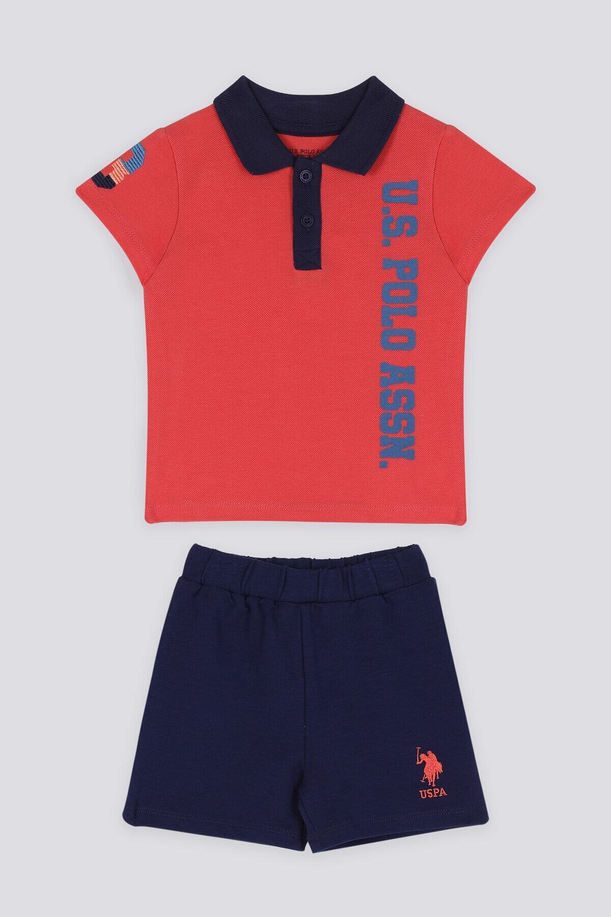 U.S. Polo Assn. Azure Blue Baby Polo Collar T-shirt Set
