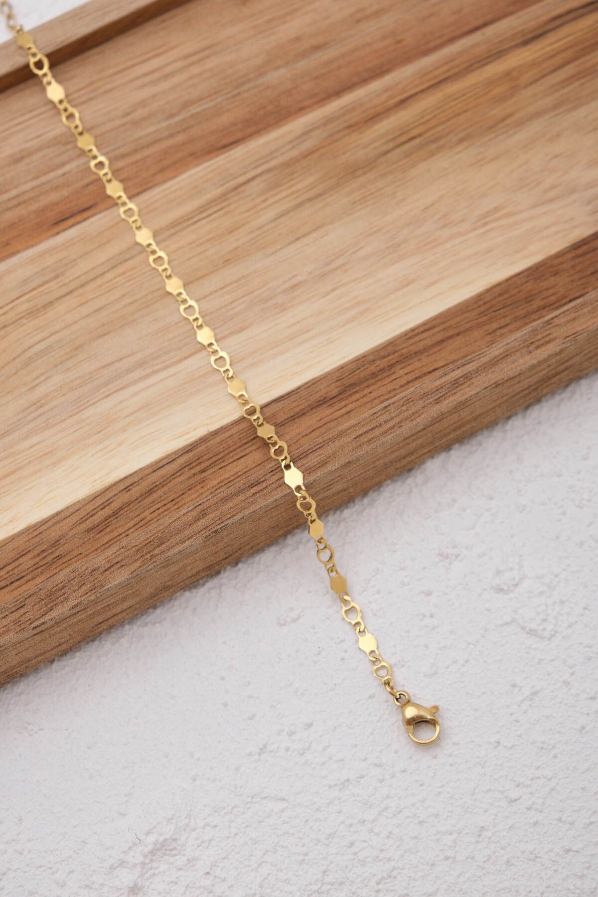ESBAFLOR-Steel Thin Sequin Bracelet Hex Chain Tarnish Free 17+4cm 3mm Suitable for Daily Use 2