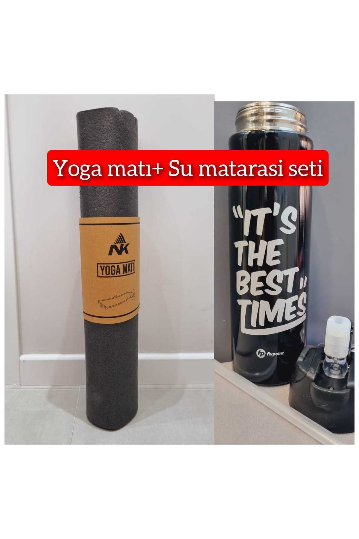 Lider MAGNESİA LİDER MAGNESİA YOGA, EGZERSİZ MATI 155CMX60CM VE ÇELİK SU MATARASI TERMOS 500ML SETİ