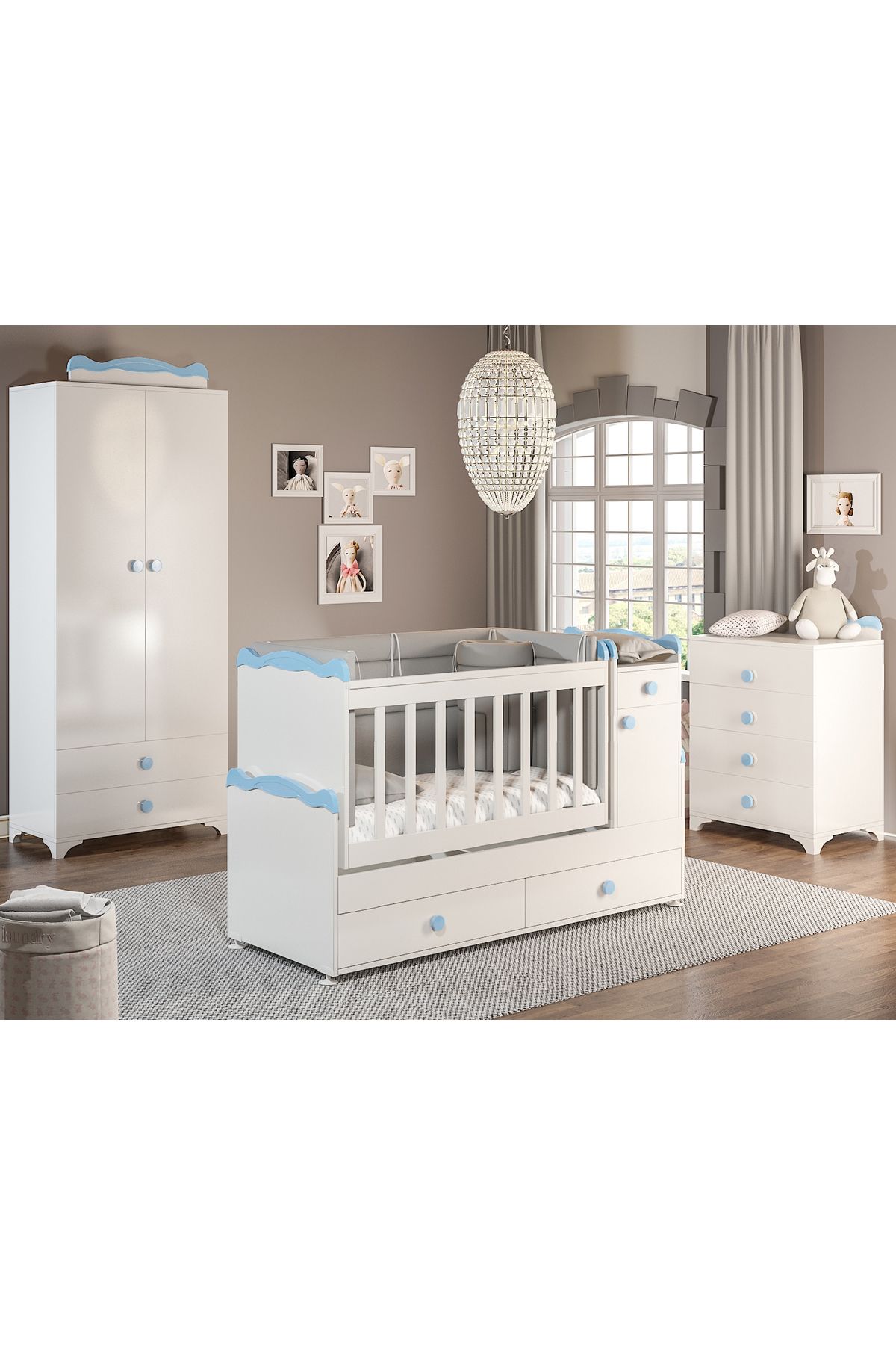 PATİKO BBY 970 BABYSUN 2 KAPILI BEBEK ODASI TAKIMI MAVİ