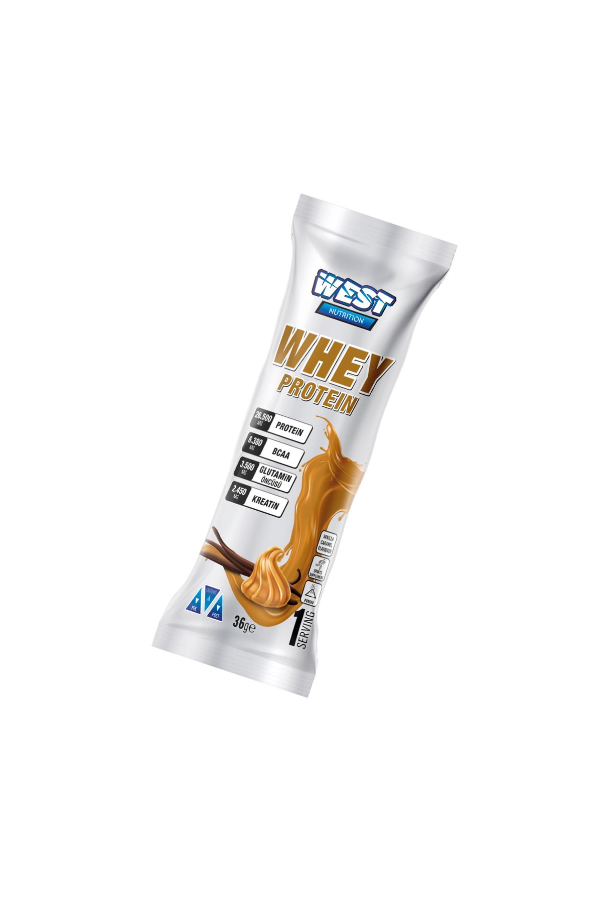 West Nutrition Whey Protein Tozu 36 Gram Tek Saşe Vanilya&Karamel Aromalı