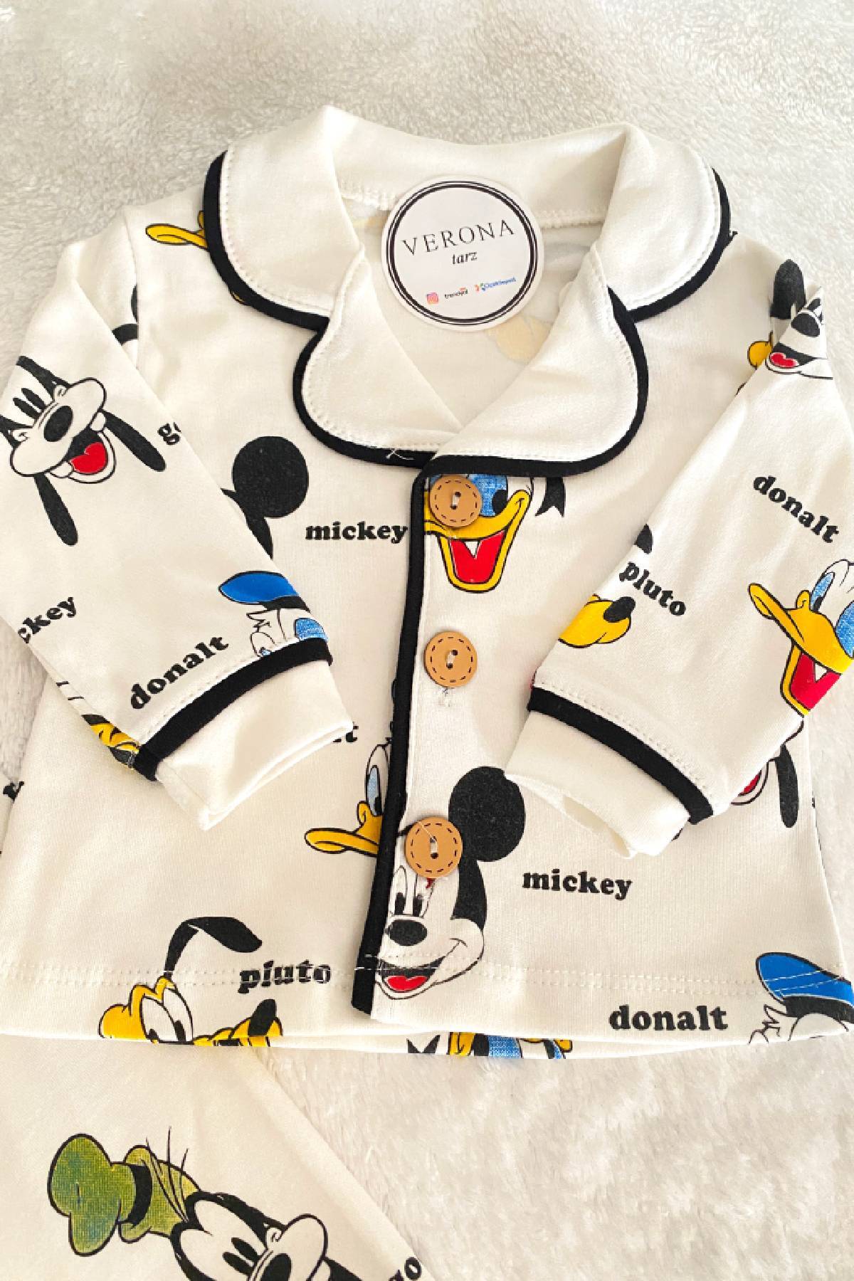 VERONA TARZ Kız Erkek Unisex Lüx Pijama Takımı Aly-Üst 2 Parça Canlı Desenleri Pamuklu fotoğrafı 3 (önizleme)