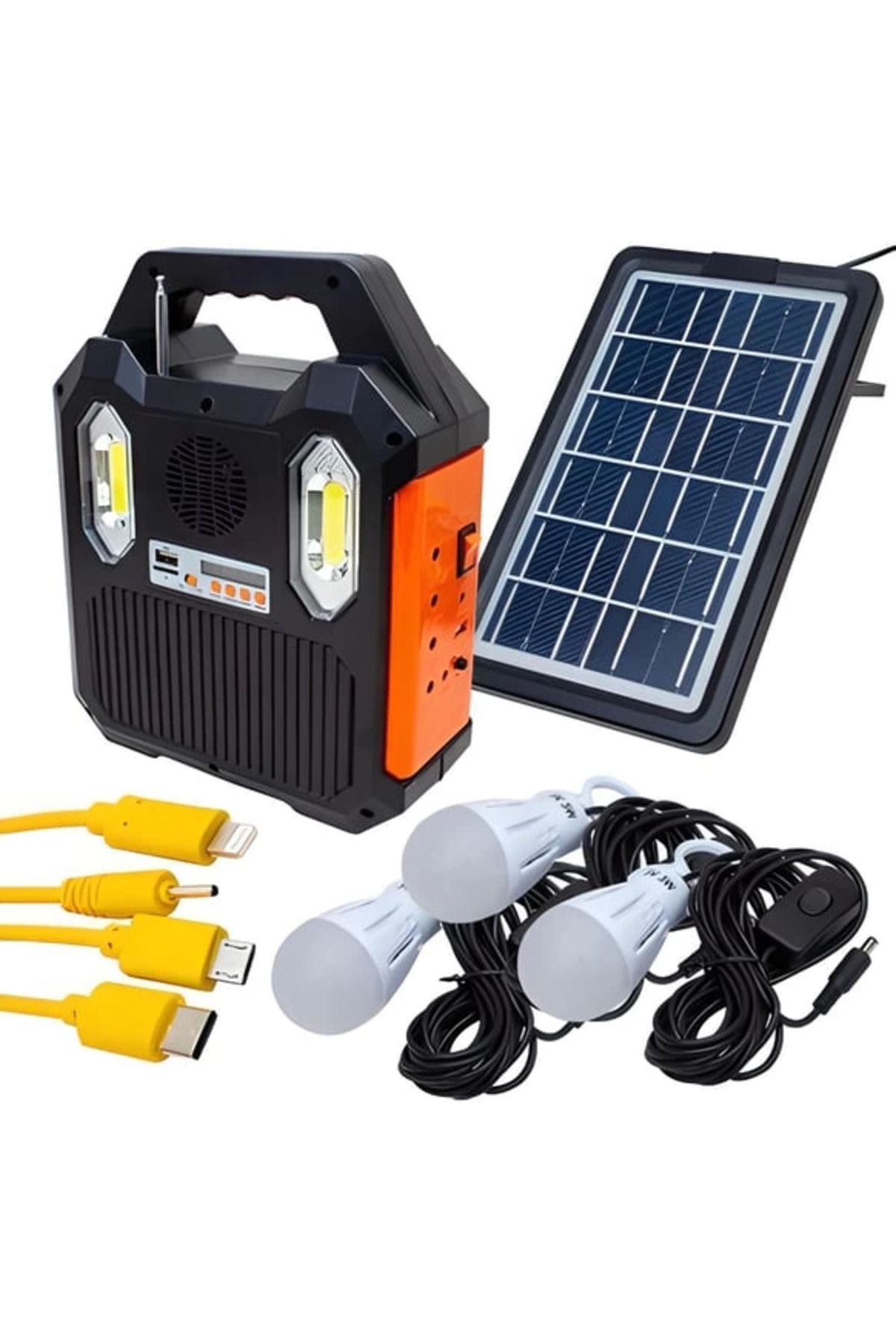 Easy Tedarik Wıson Ws-5673 Radyolu 3 Ampullü Güneş Enerjili Ev Bahçe Kamp Aydınlatması
