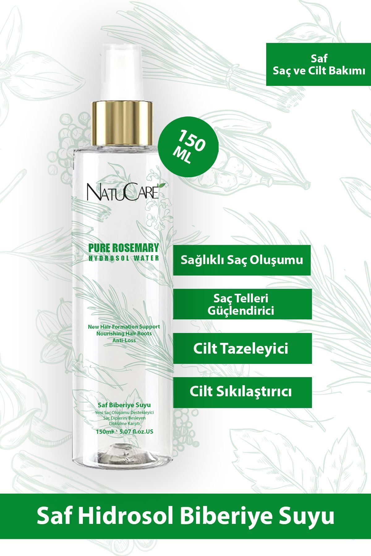 NatuCare Güçlendirici %100 Saf Biberiye Suyu 150 ml