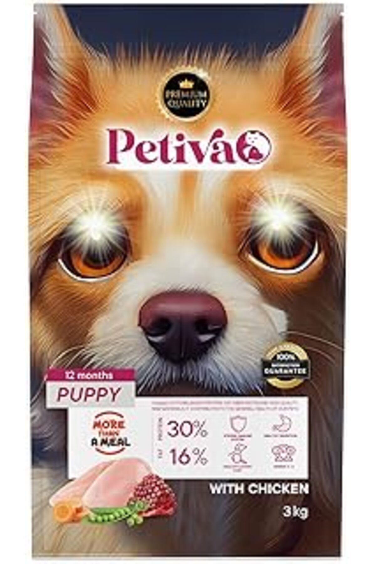 ZUHUDİ Petiva Yavru Köpekler İÇin Tavuk Etli Kuru Köpek Sı (3 Kg, Tavuk)