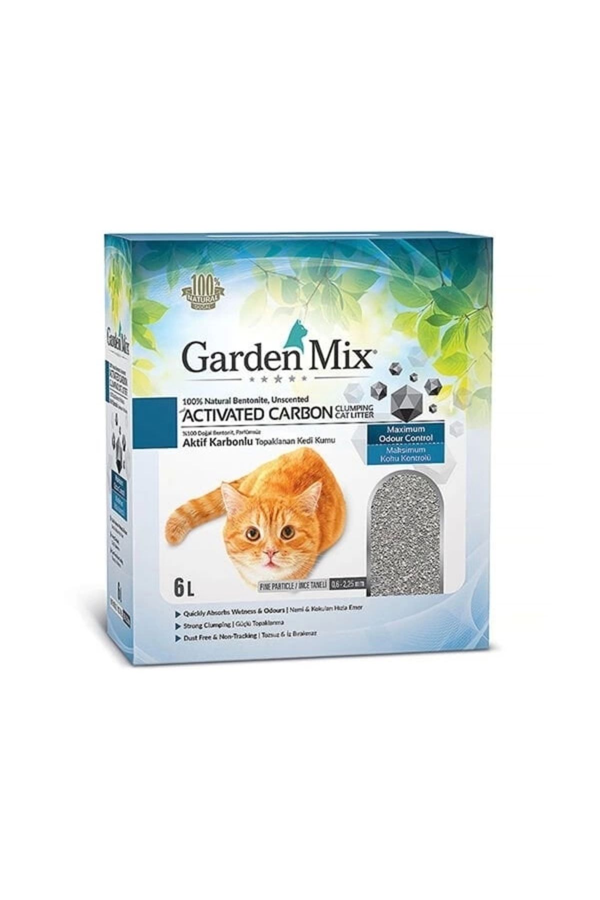 ureticiniz Garden Mix Aktif Karbonlu Topaklaşan Bentonit Kedi Kumu 6 Lt