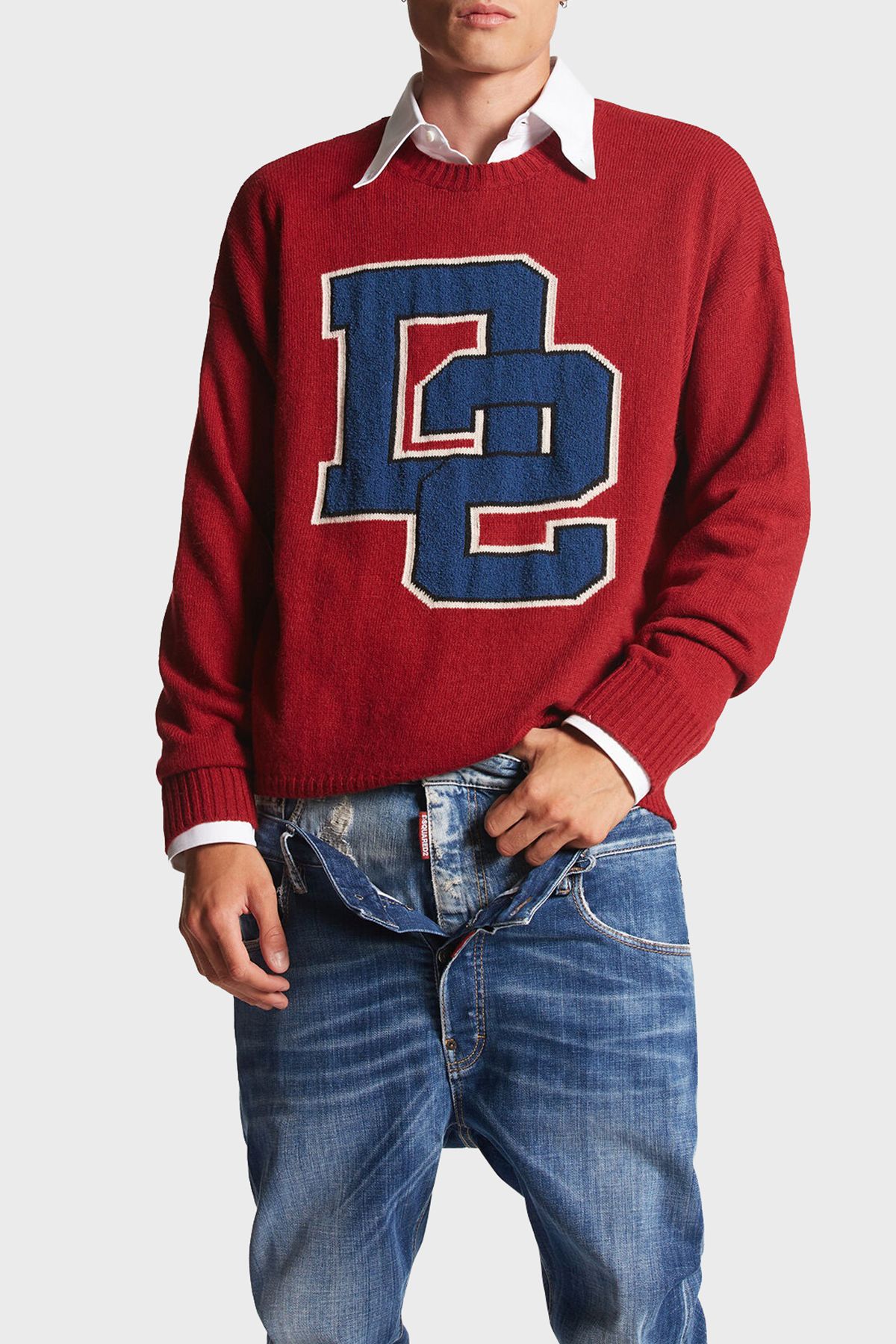 ژاکت یقه پشمی با تناسب معمولی ژاکت مردانه S74HA1417 S18471 961 DSquared2