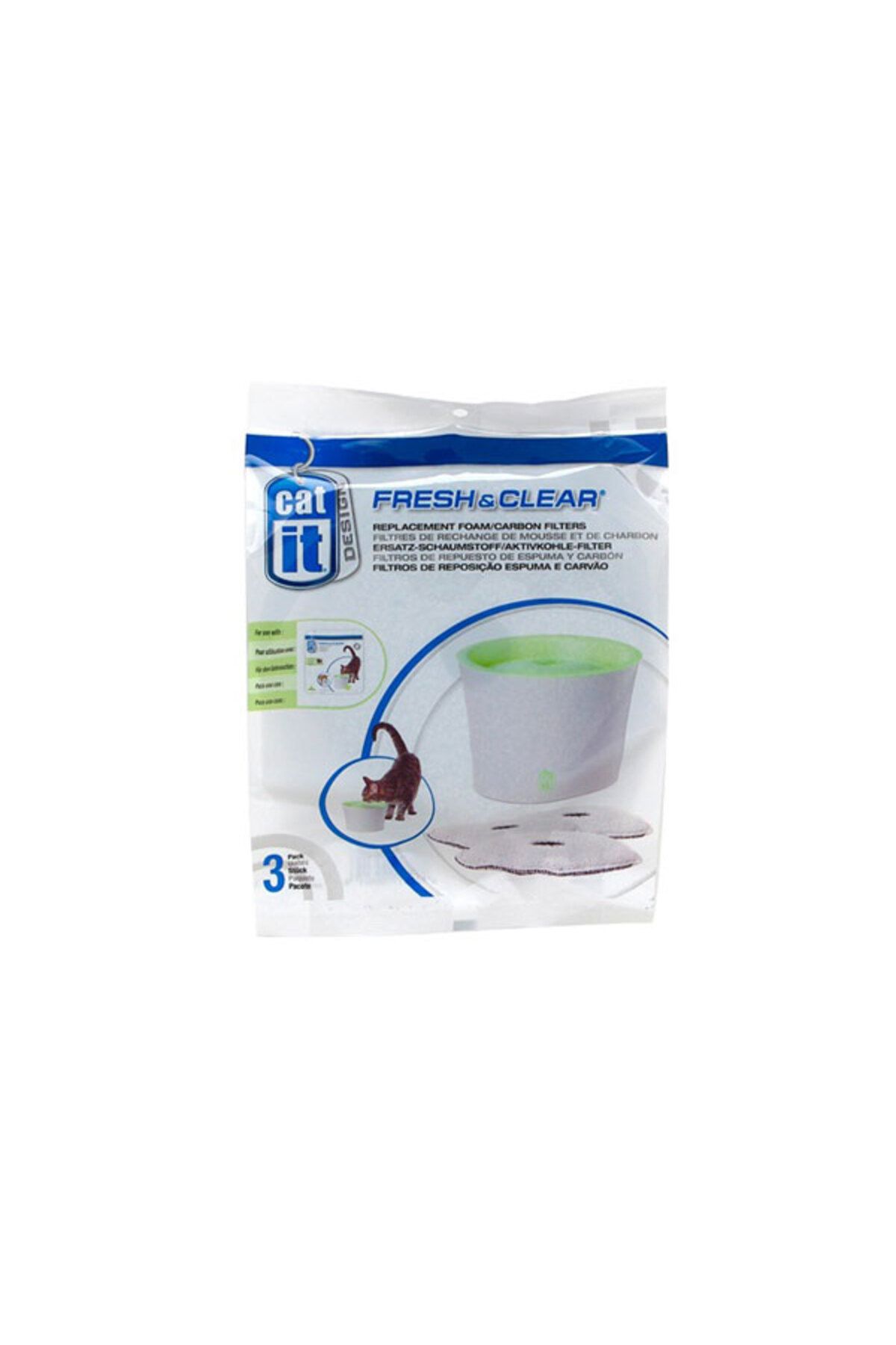 Catit-55600 Model Sponge and Carbon Filter - Pack of 3 1