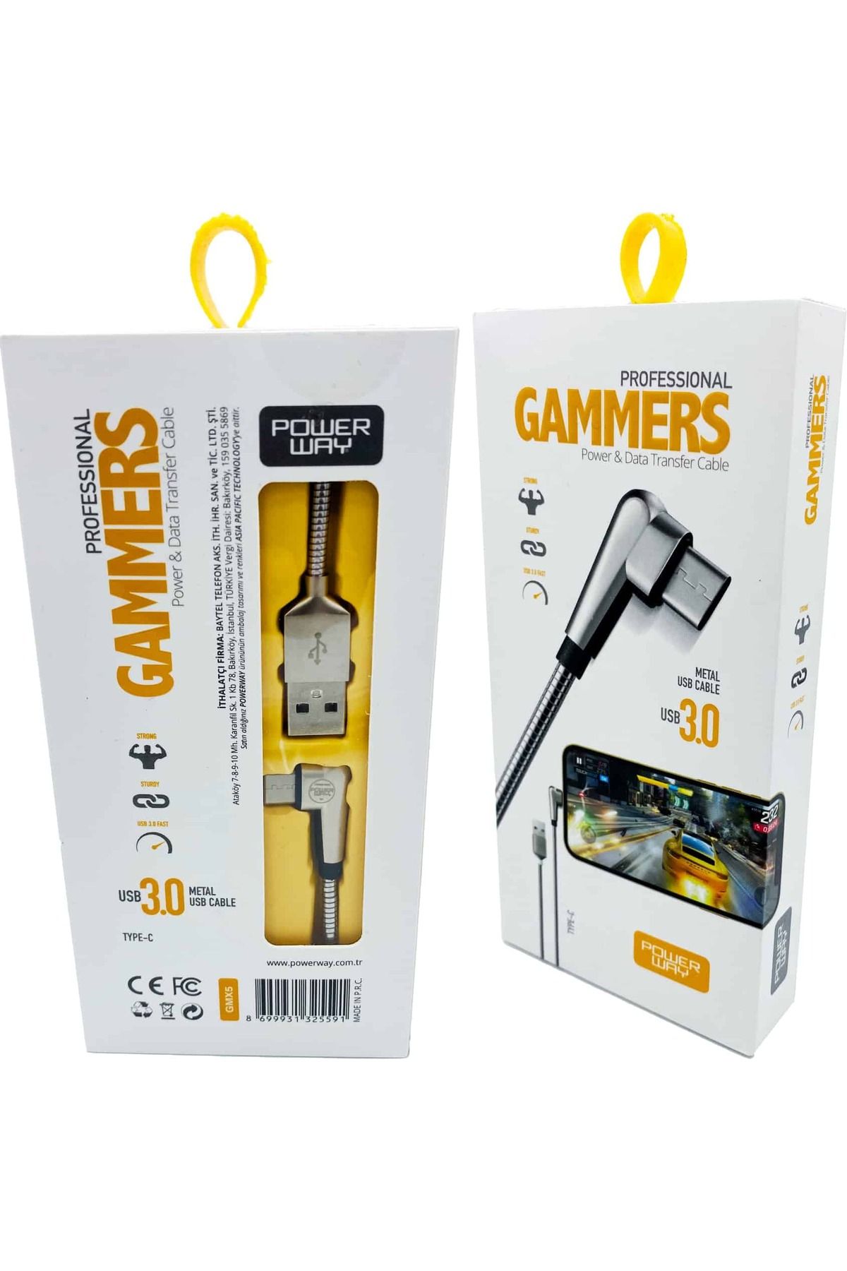 TEKNOTOK TYPE-C Metal Gamer Hızlı Şarj Kablosu PowerWay GMX5