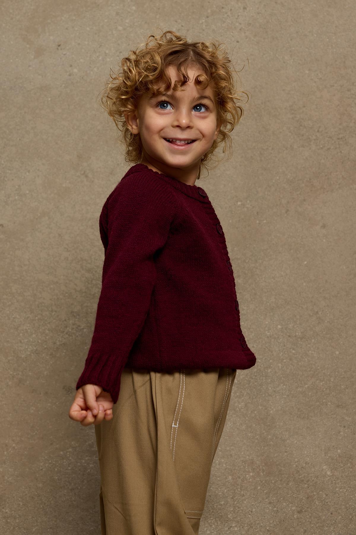 Fahhar Kids Triko Hırka Bordo fotoğrafı 4 (önizleme)