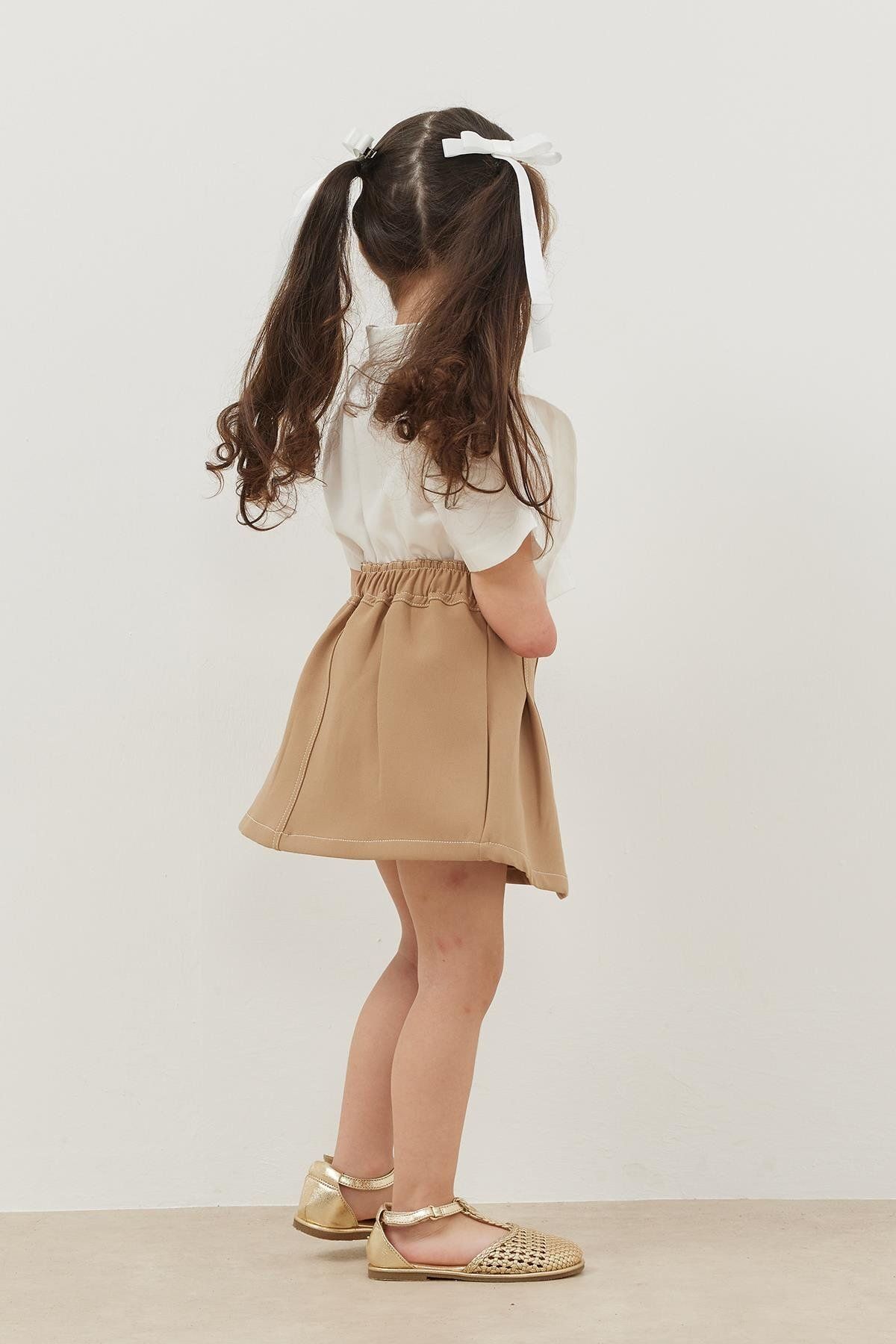Fahhar Kids-Fusta plisata de culoare bej 3