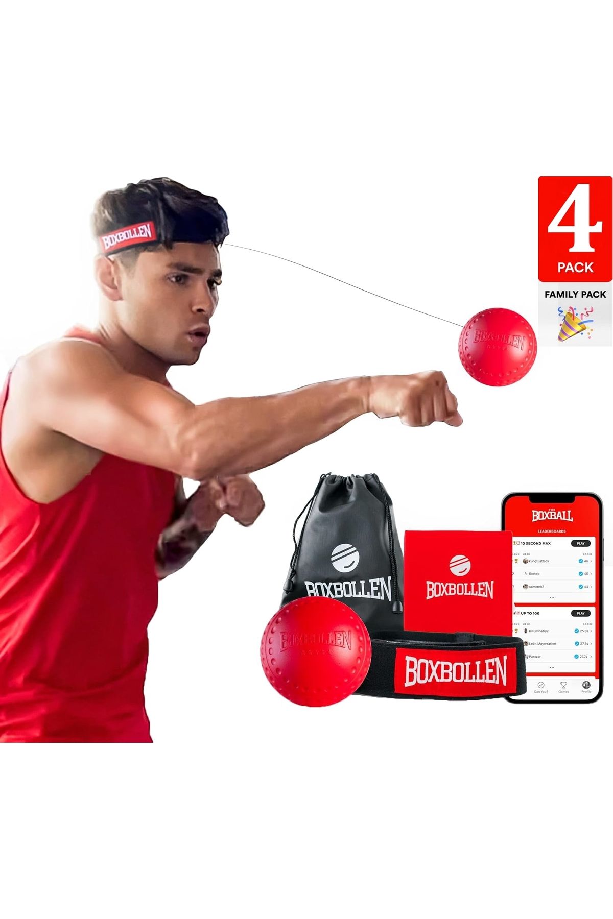 Boxbollen 4'lü Göz Ve El Koordinasyon Antrenmanı - Box Koordinasyon Egzersizi - Reflex Koordinasyon Oyunu